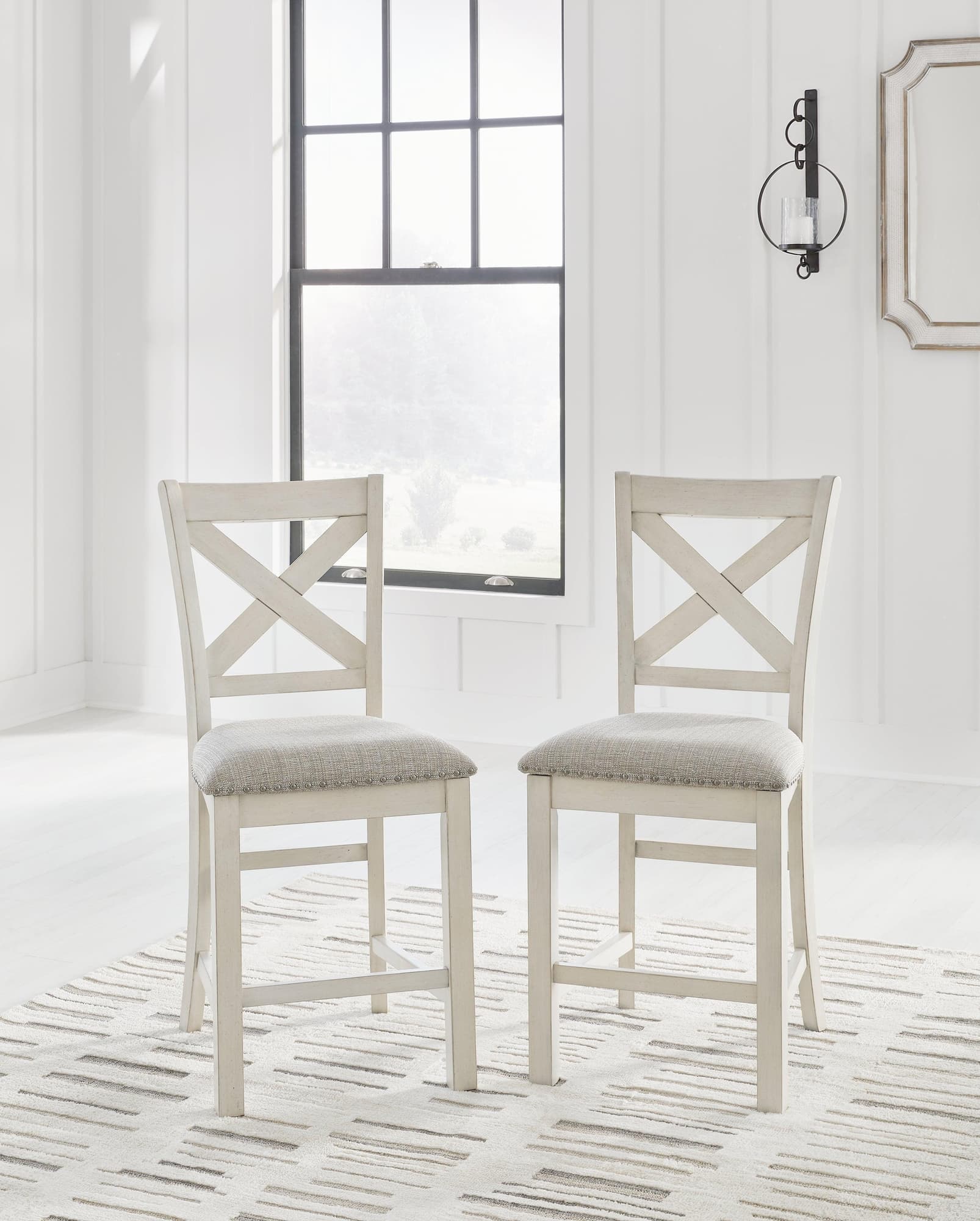 Robbinsdale Antique White Counter Height Barstool - Image 1