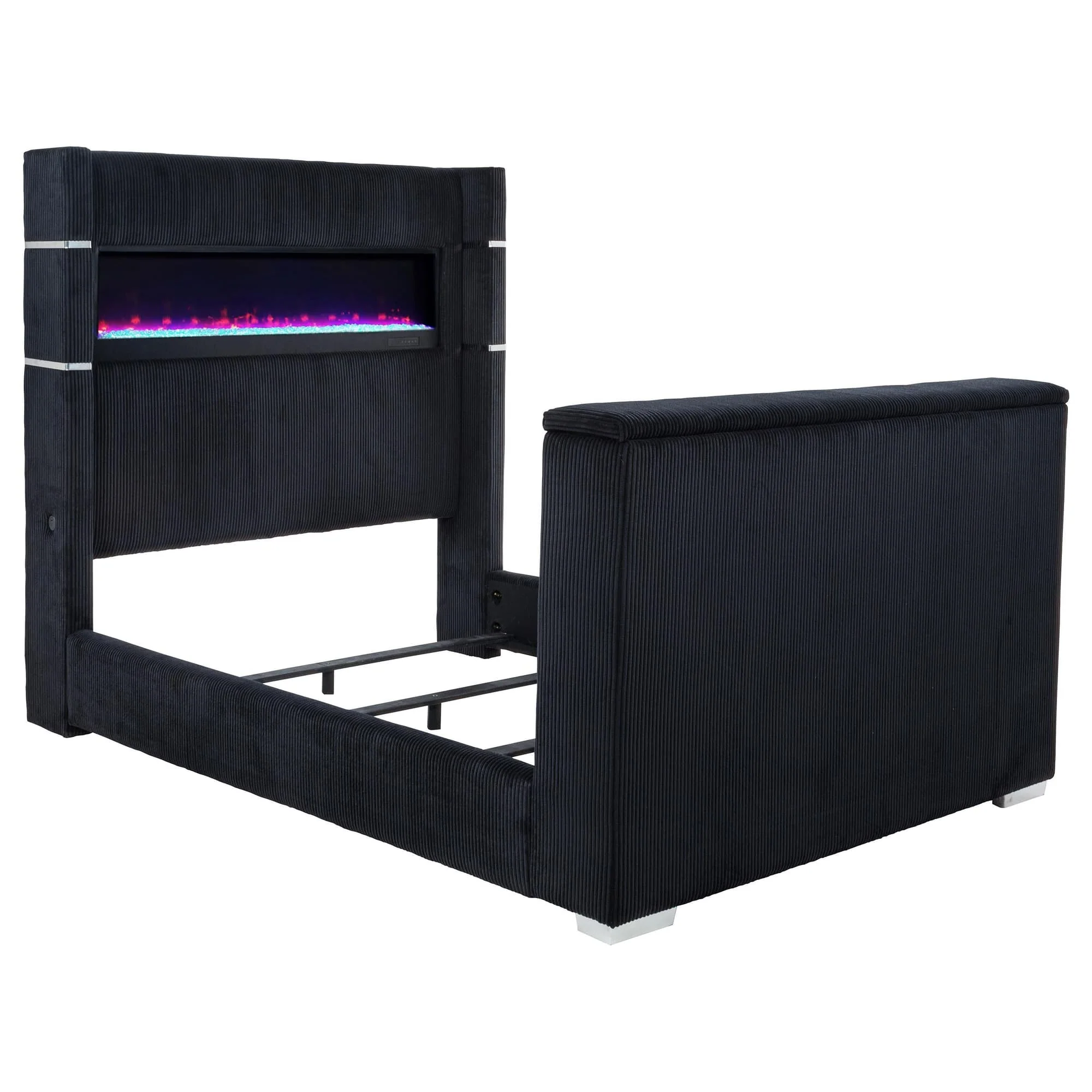 Tisdall Queen Flame Visualizer Wingback TV Bed Black - Image 1