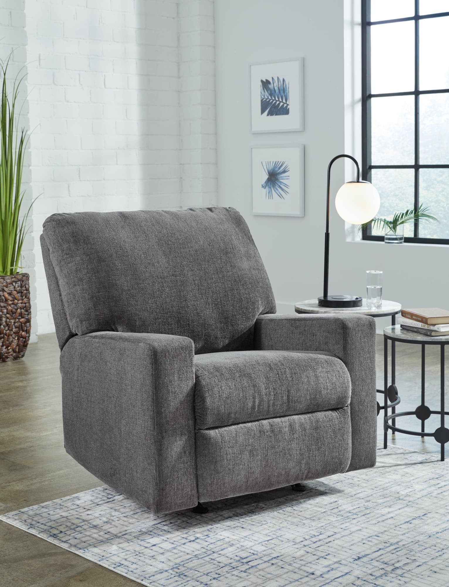 Rannis Pewter Chenille Recliner - Image 1