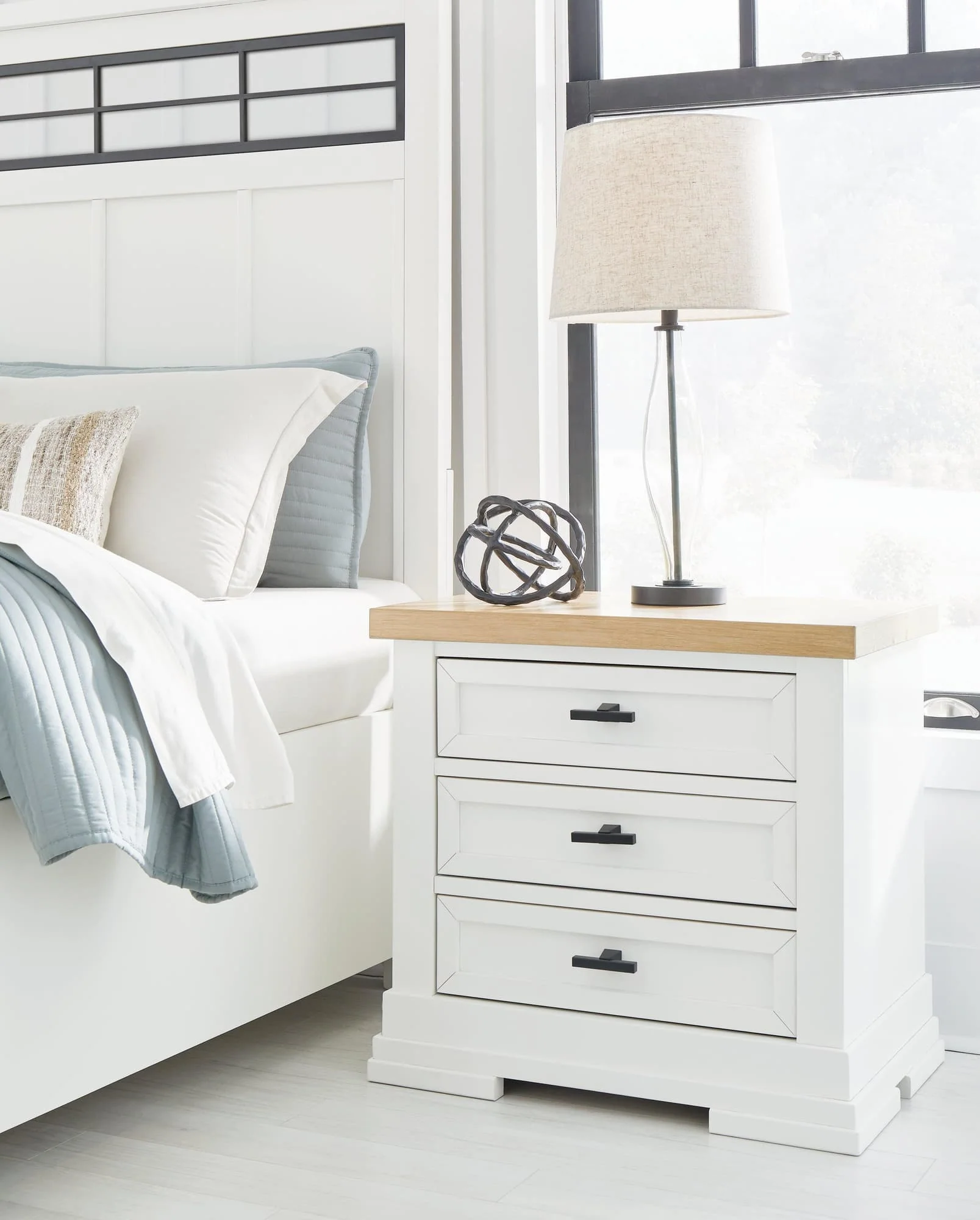 Ashbryn White Natural Nightstand - Image 1