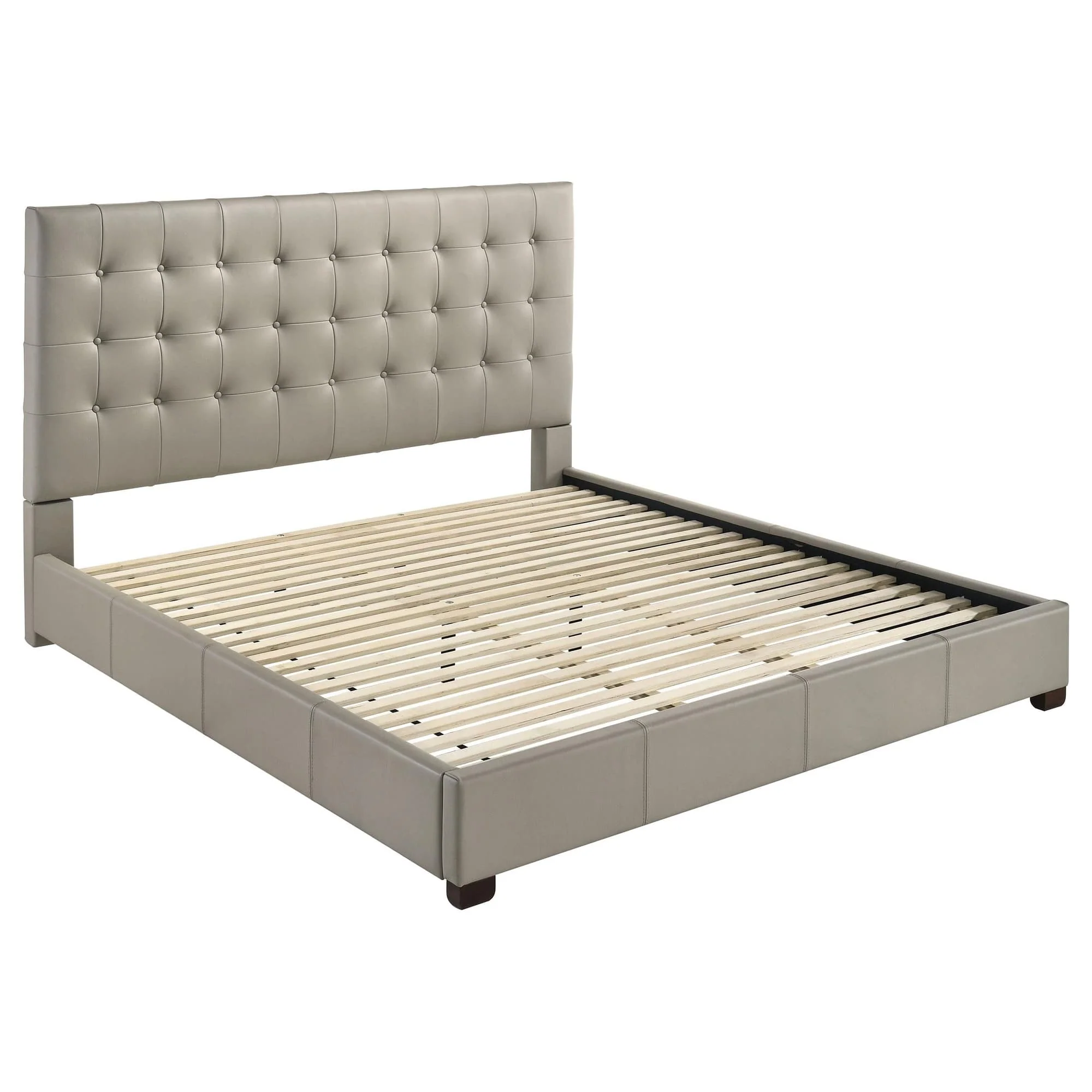 Medley Genuine Leather Eastern King Platform Bed Tan - Image 1