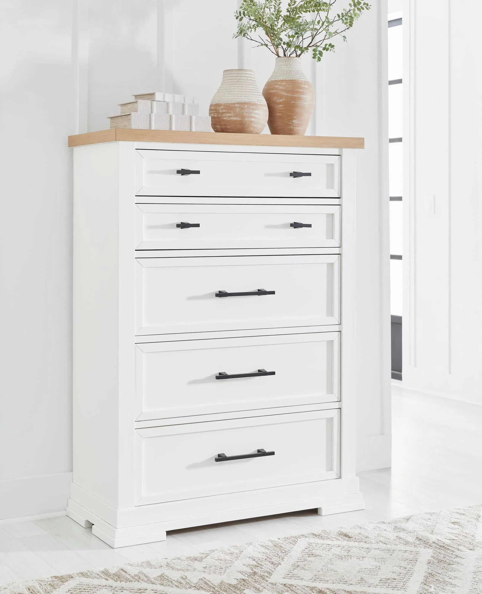 Ashbryn White Natural Chest Of Drawers - Image 1