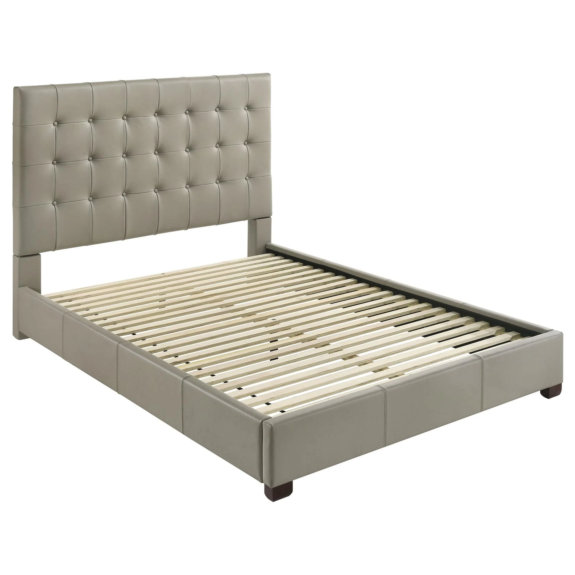 Medley Genuine Leather Queen Panel Platform Bed Tan - Image 1