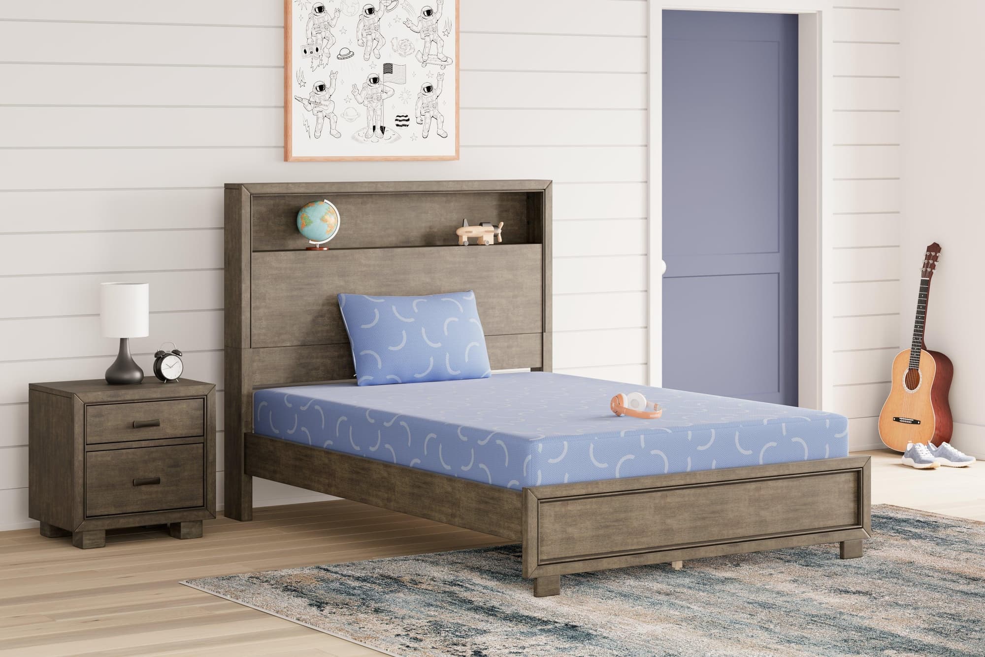 Ikidz Ocean Blue Twin Mattress And Pillow - Image 1