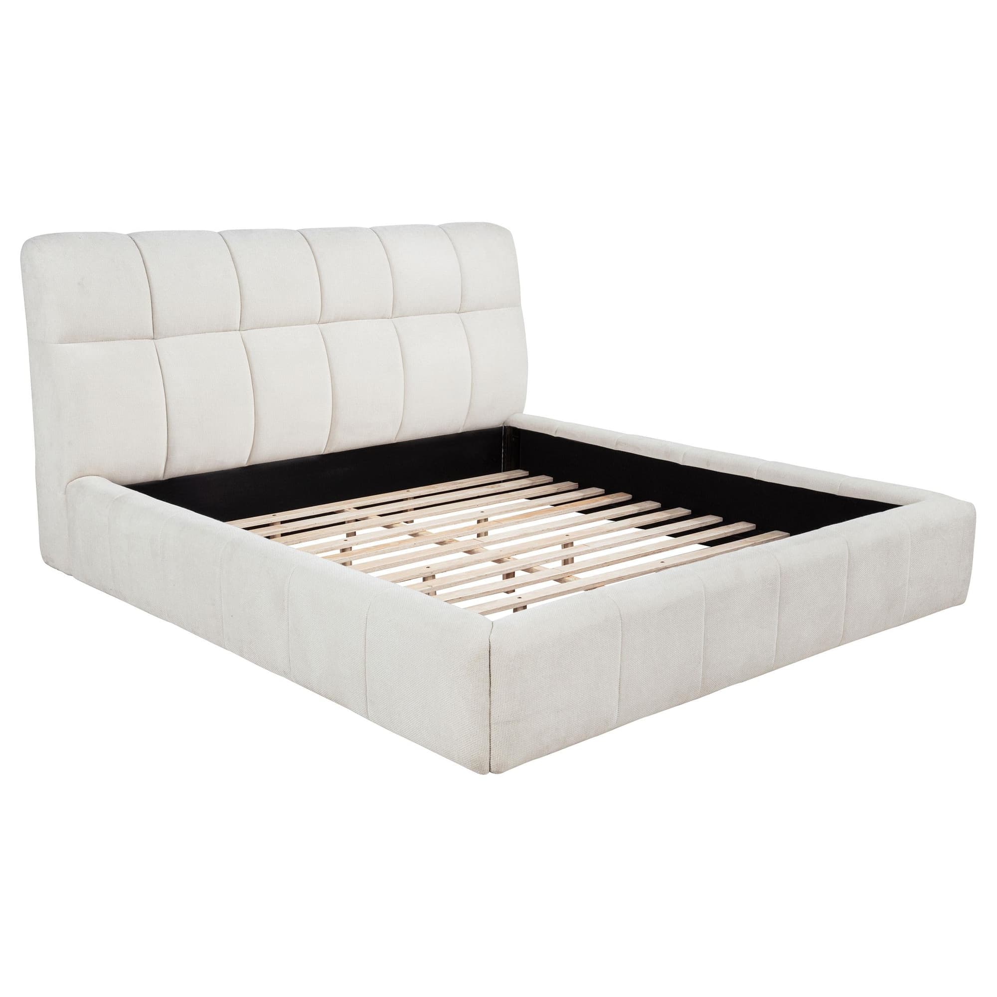 Nollet 48-inch Upholstered Eastern King Platform Bed Cream - Image 1