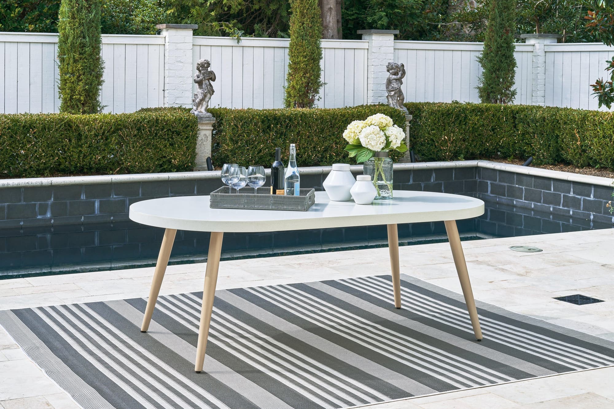 Seton Creek White Outdoor Dining Table - Image 1