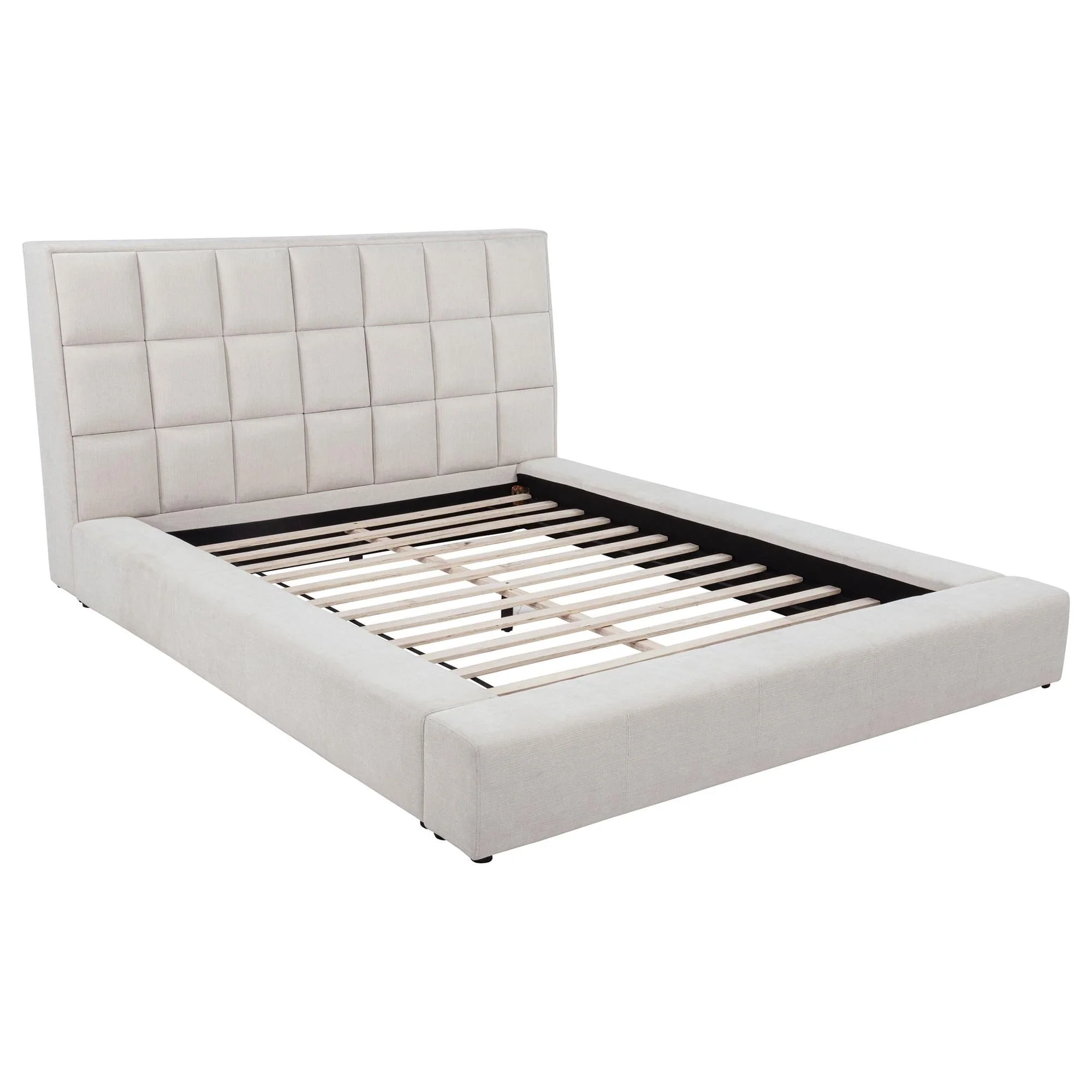 Dreux Upholstered Eastern King Panel Platform Bed Cream - Image 1