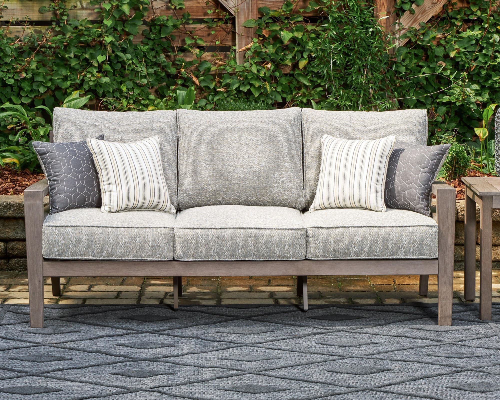 Hillside Barn Gray Brown Outdoor Sofa With Cushion - Image 1