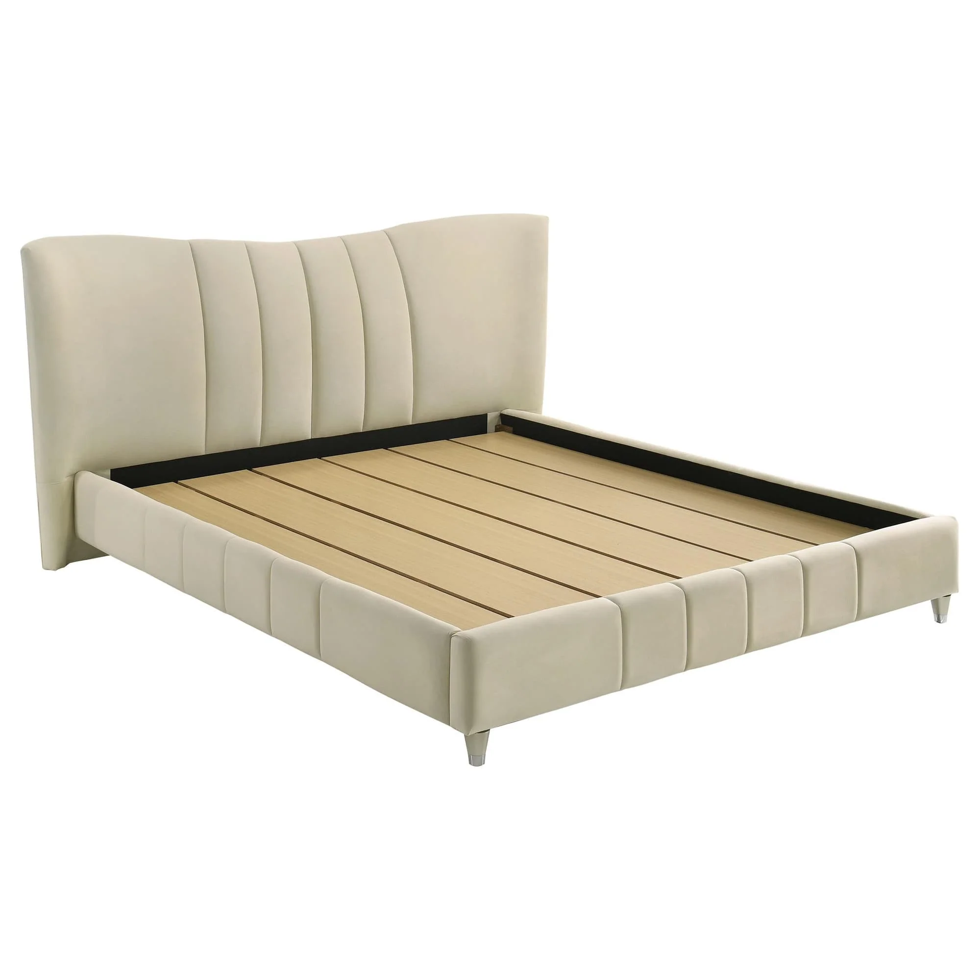 Evelyn Upholstered Eastern King Panel Platform Bed Ivory - Image 1