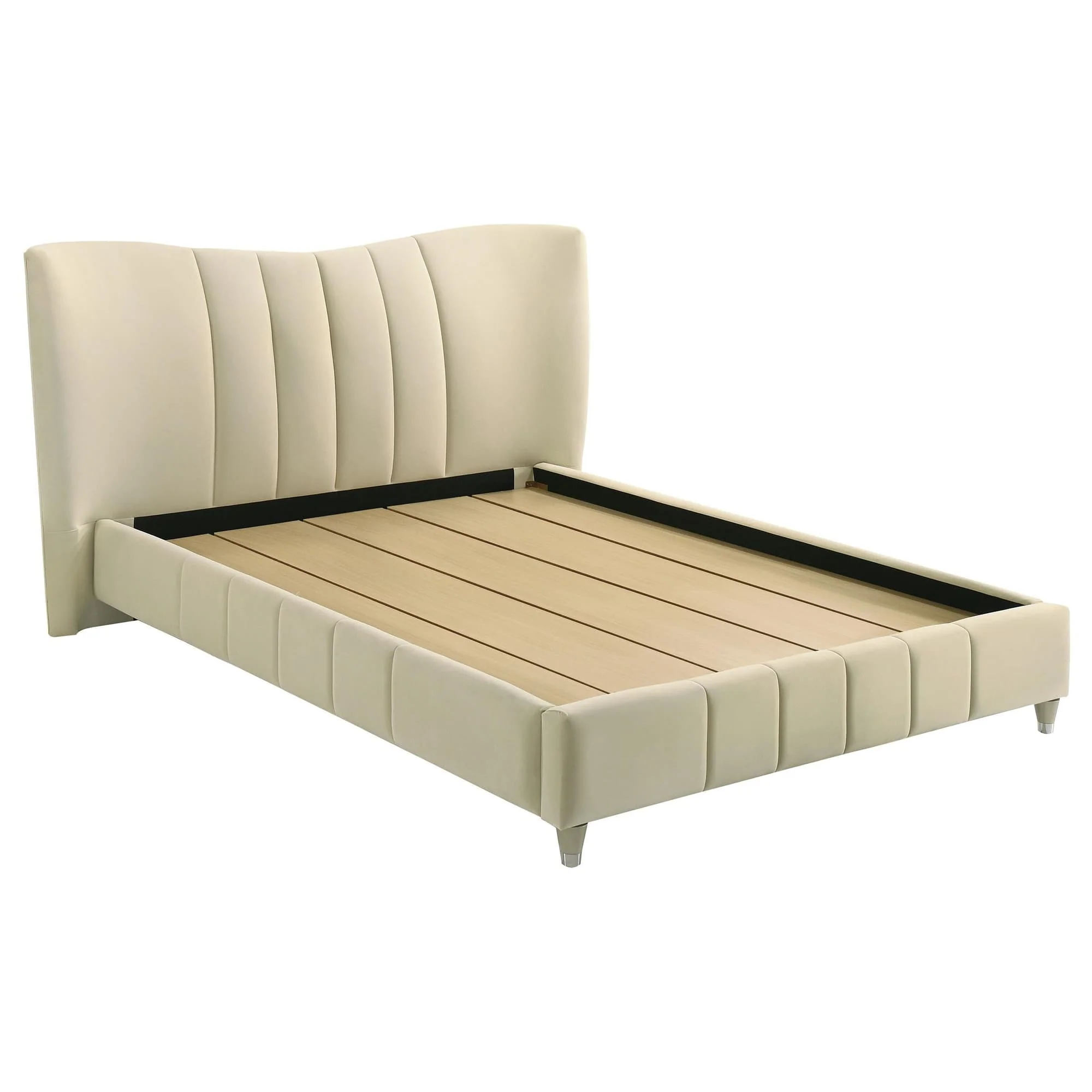 Evelyn Upholstered Queen Panel Platform Bed Ivory - Image 1