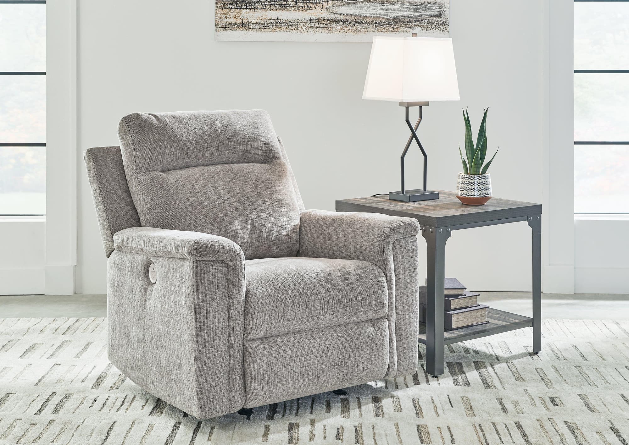 Barnsana Ash Chenille Power Recliner - Image 1