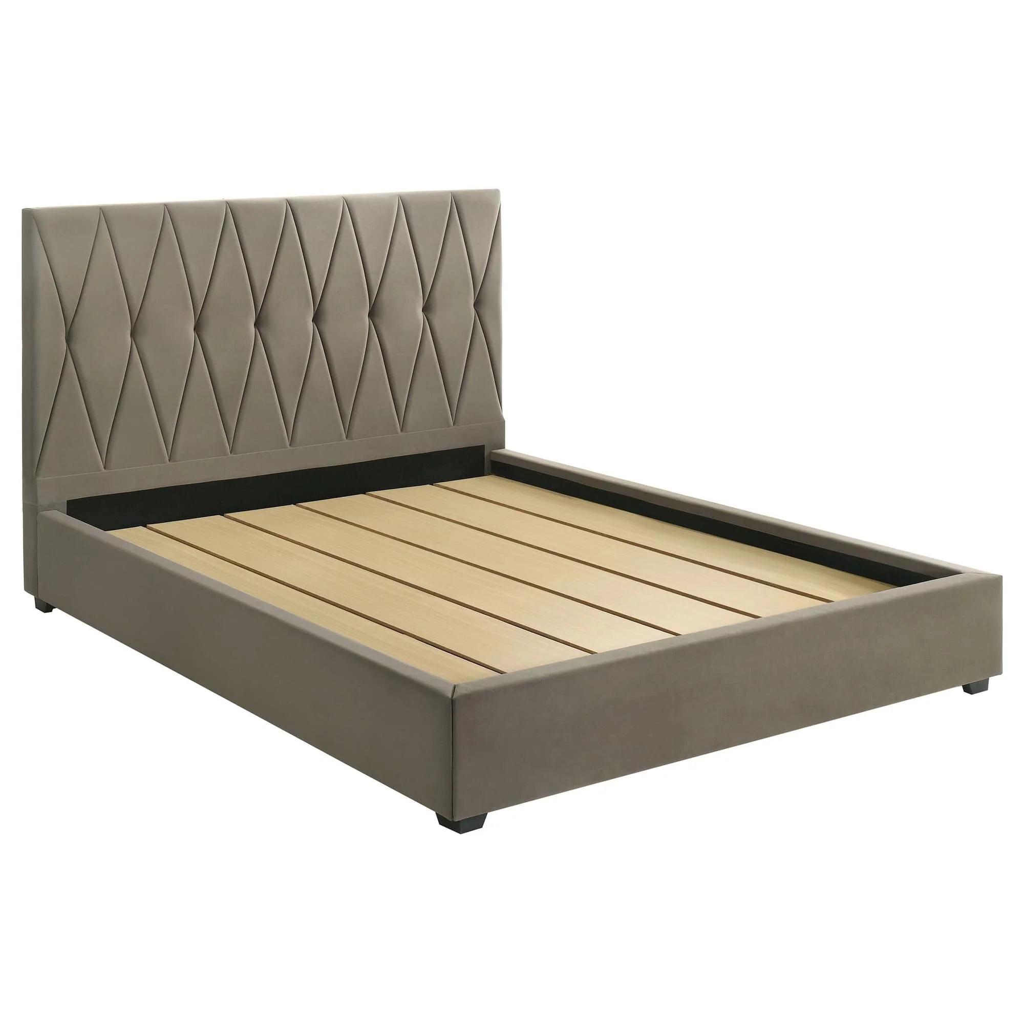 Delsea Upholstered Eastern King Platform Bed Light Brown - Image 1