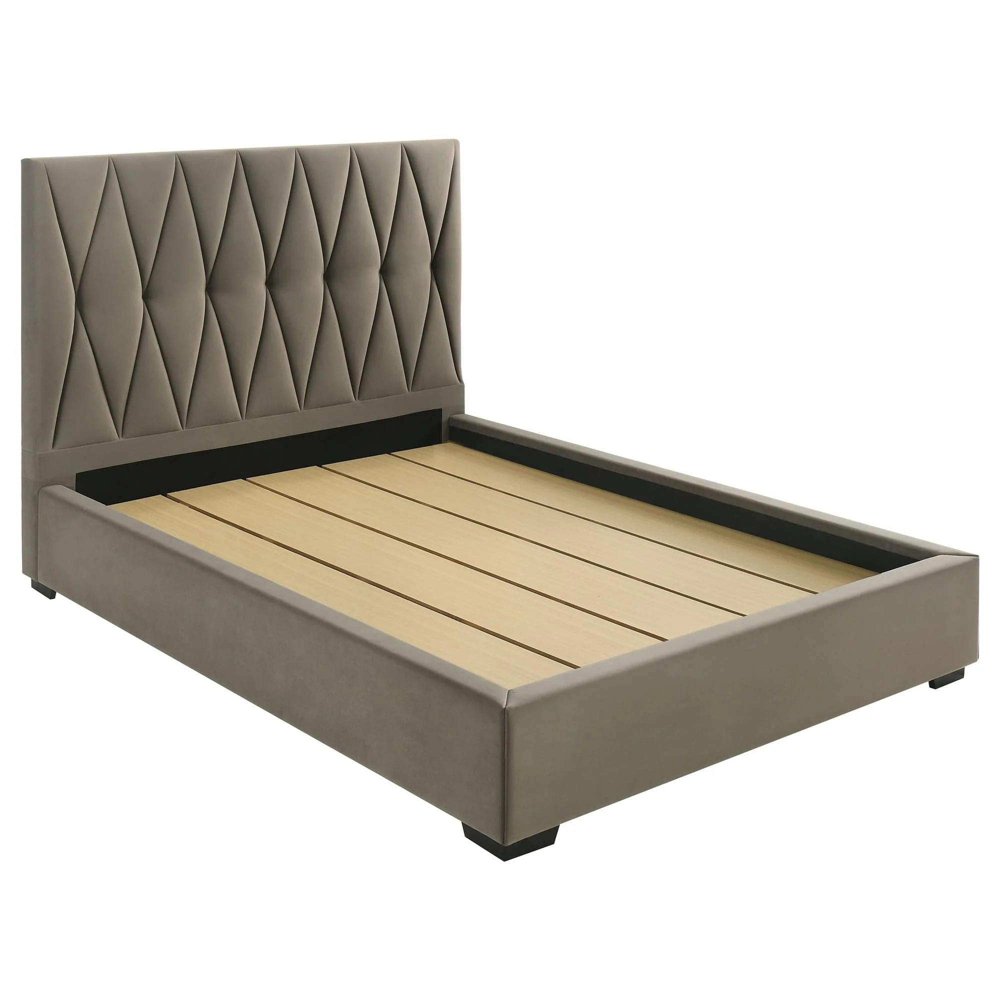 Delsea Upholstered Queen Panel Platform Bed Light Brown - Image 1