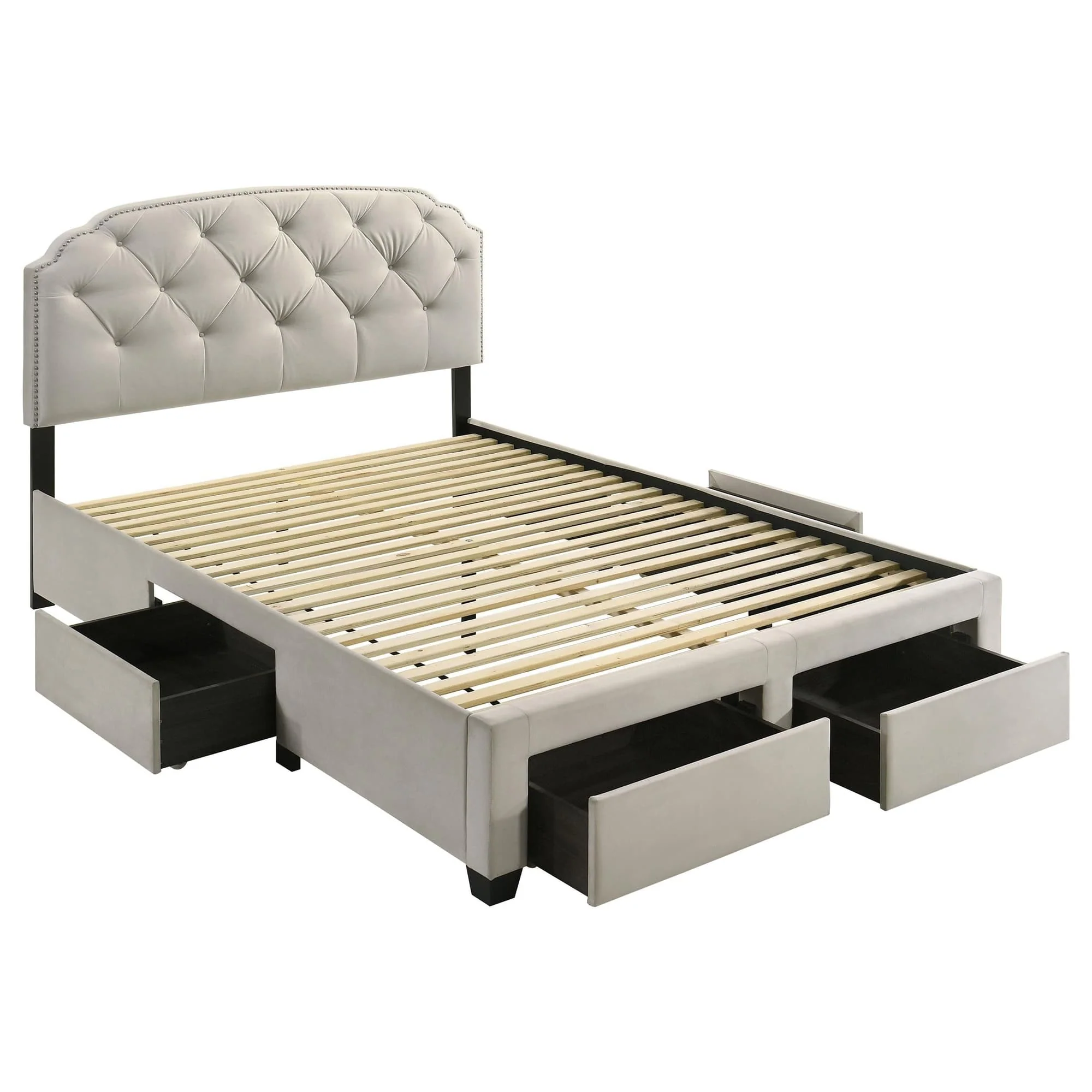 Marianna 4-drawer Upholstered Queen Storage Bed Cream - Image 1