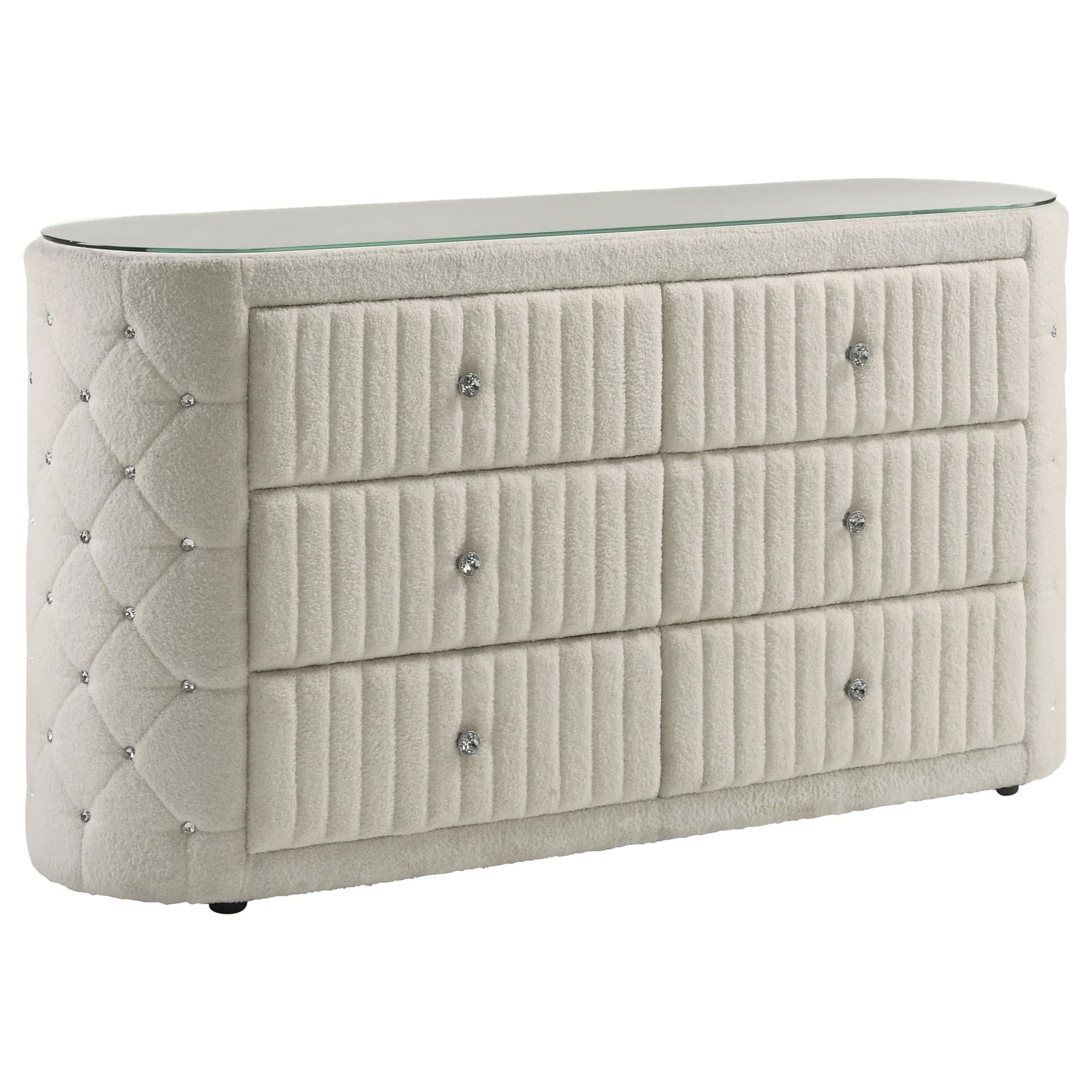 Sonya 6-drawer Upholstered Bedroom Dresser Ivory - Image 1
