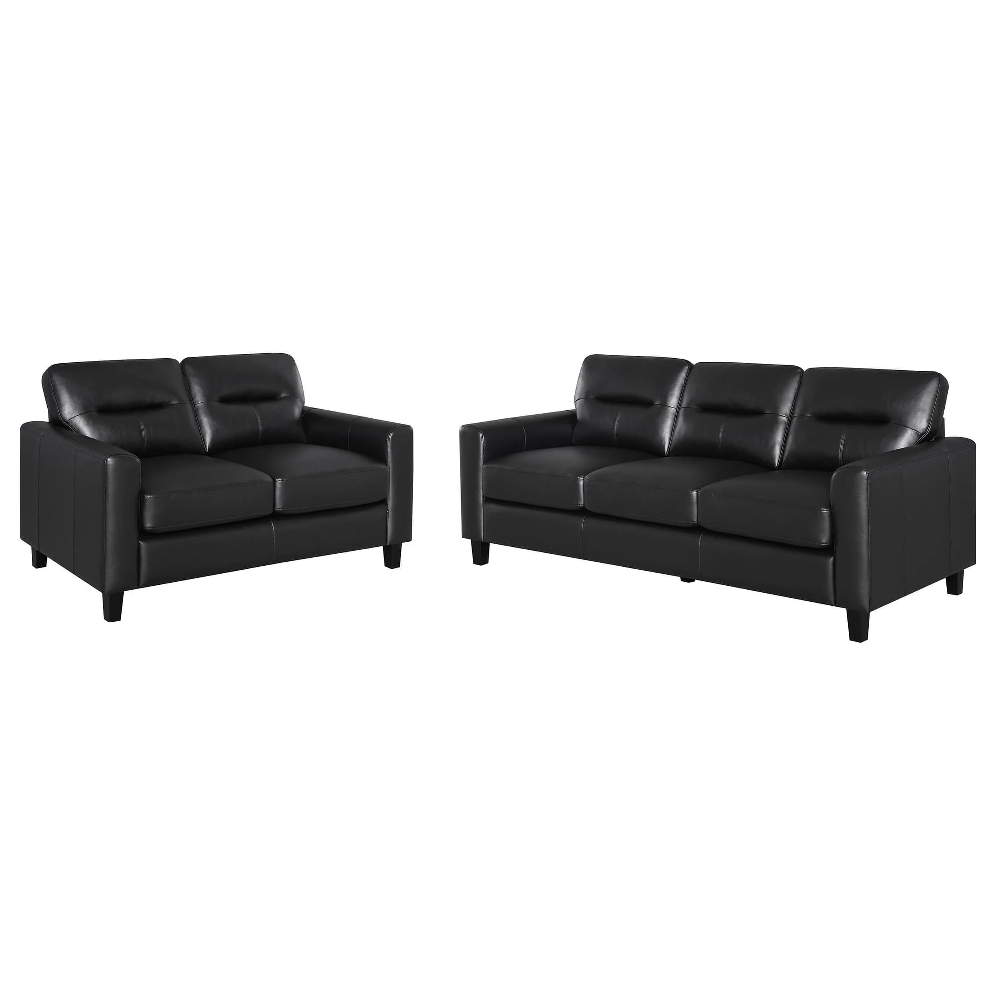 Scotland 2-piece Faux Leather Upholstered Sofa Set Black - Image 1