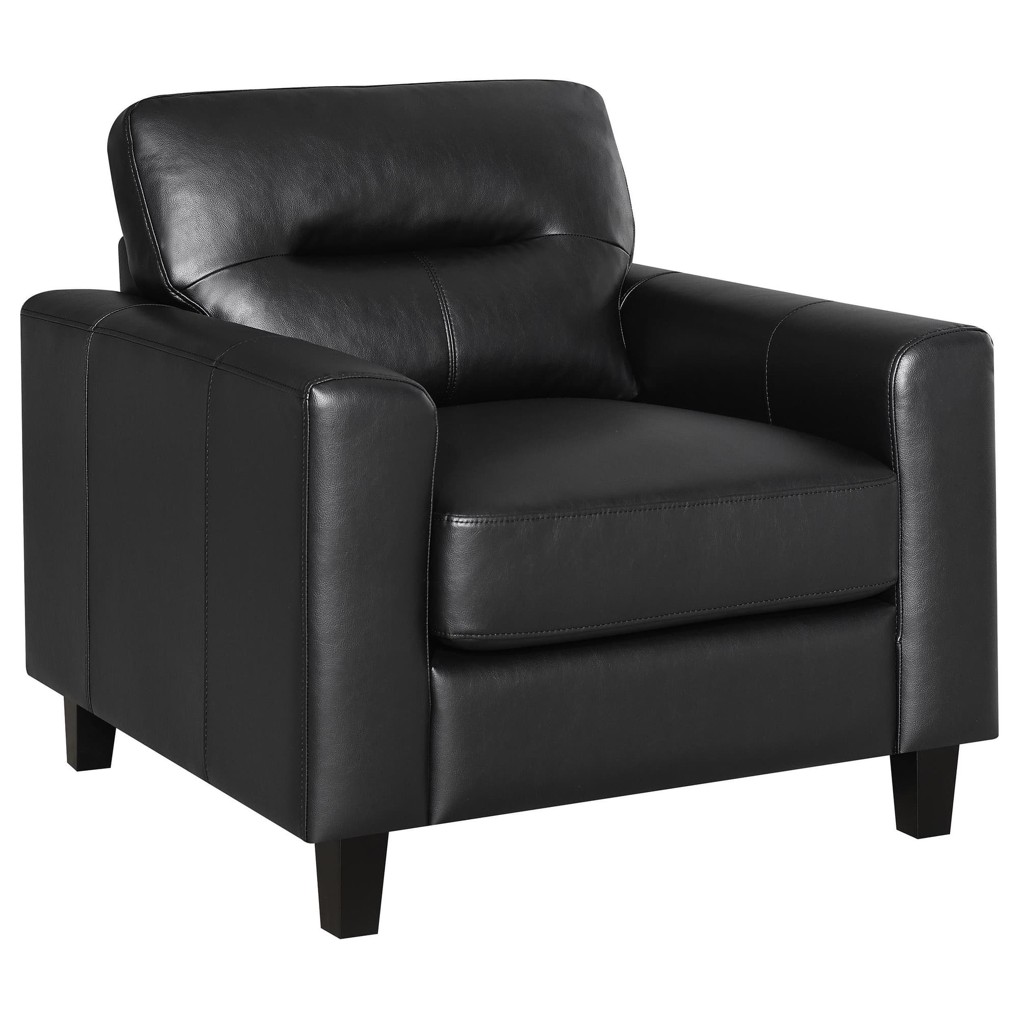 Scotland Faux Leather Upholstered Track Arm Chair Black - Image 1