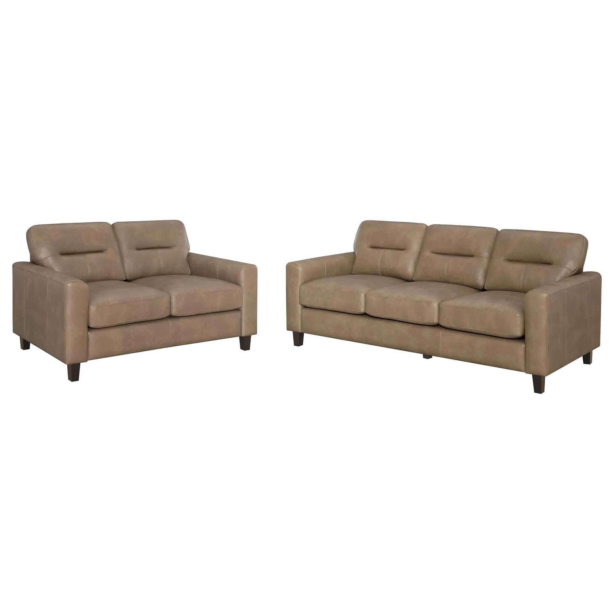 Scotland 2-piece Faux Leather Upholstered Sofa Set Brown - Image 1