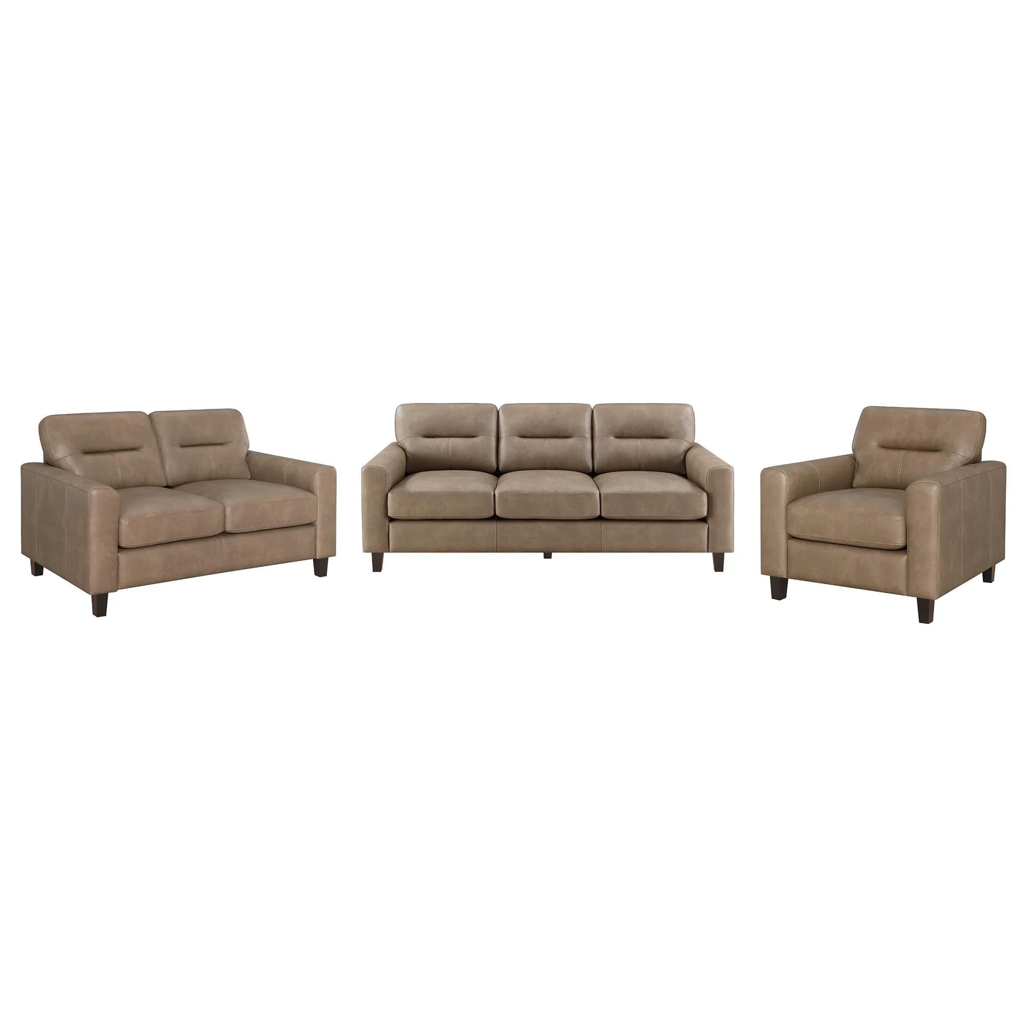Scotland 3-piece Faux Leather Upholstered Sofa Set Brown - Image 1