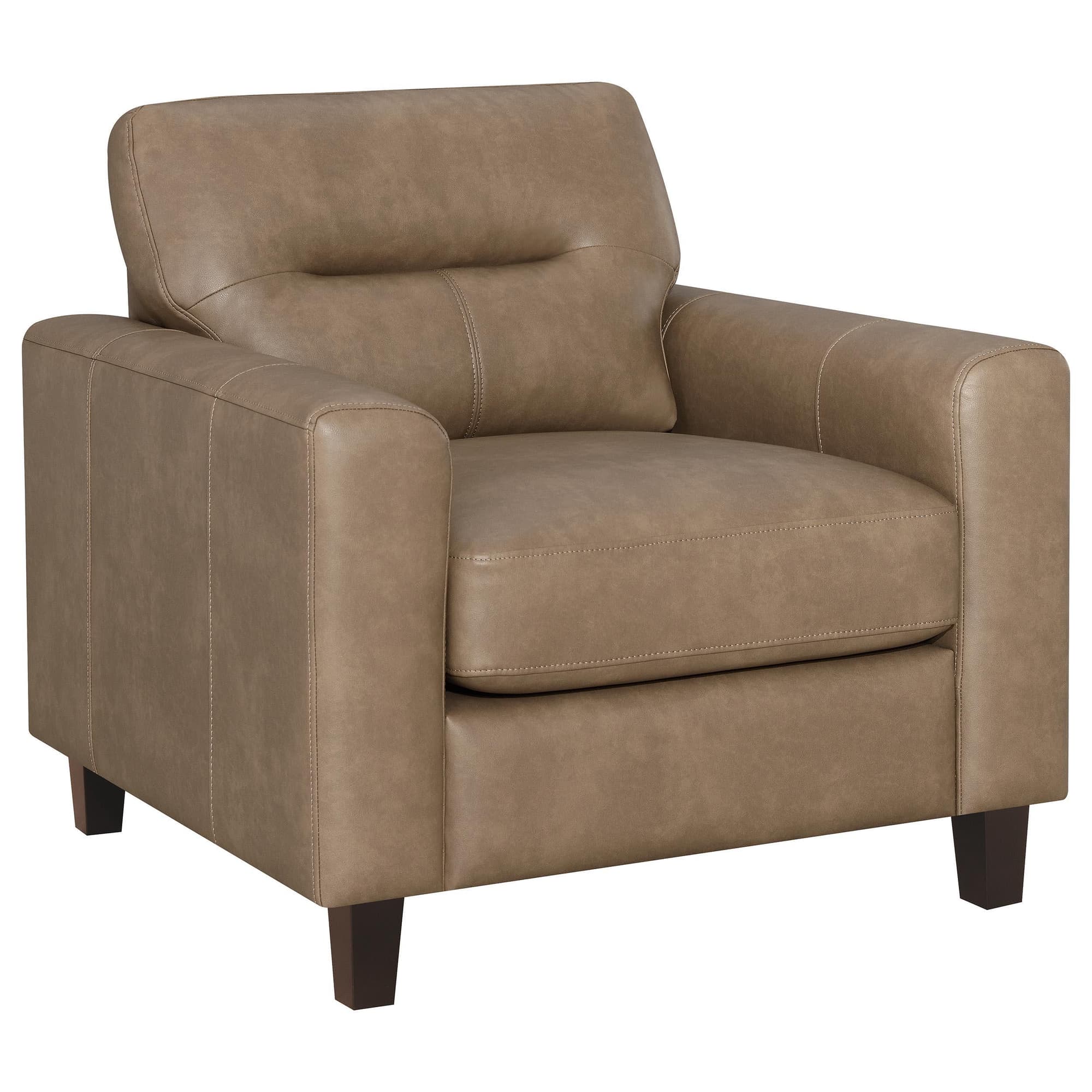 Scotland Faux Leather Upholstered Track Arm Chair Brown - Image 1