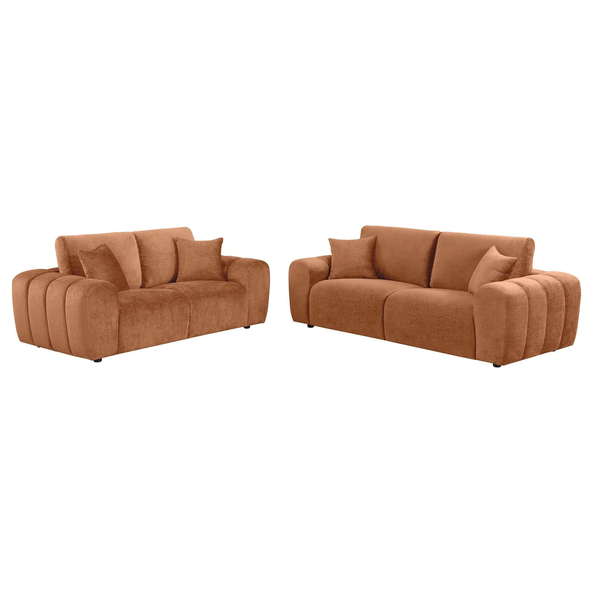 Burnett 2-piece Chenille Upholstered Sofa Set Burnt Orange - Image 1