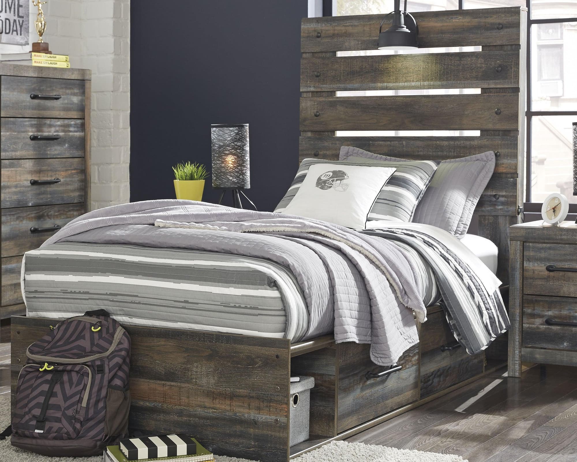 Drystan Multi Twin Panel Bed With 4 Storage Drawers - Image 1