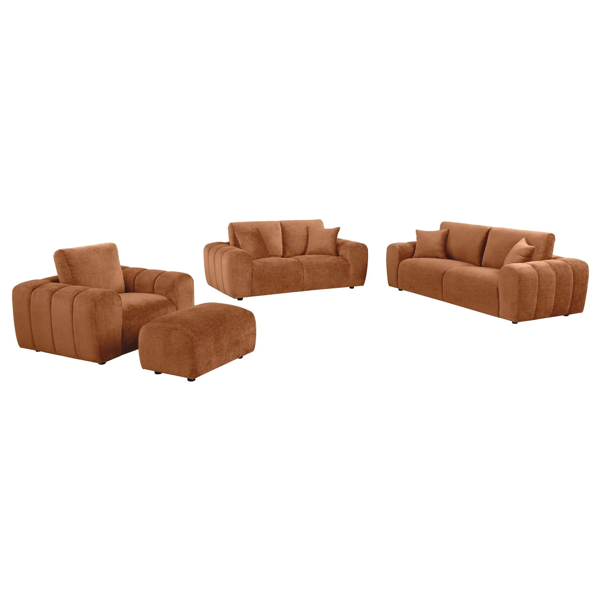 Burnett 4-piece Chenille Upholstered Sofa Set Burnt Orange - Image 1