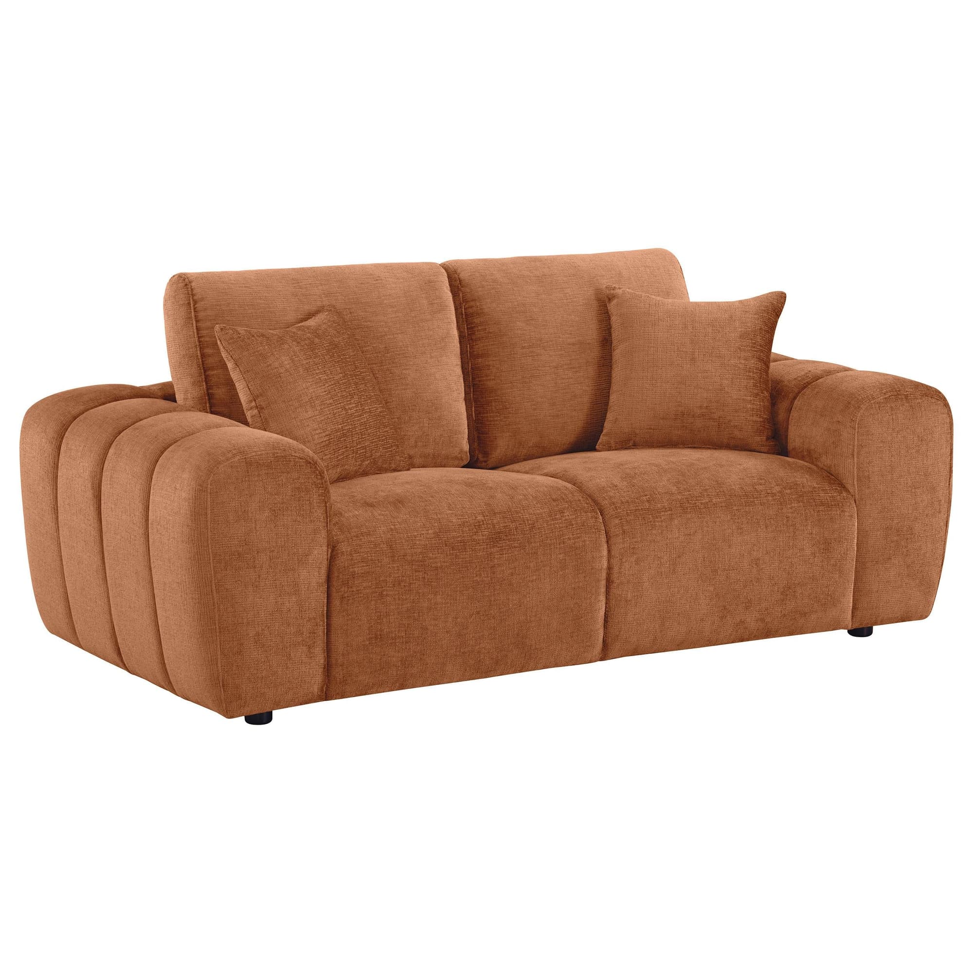 Burnett Chenille Upholstered Wide Arm Loveseat Burnt Orange - Image 1