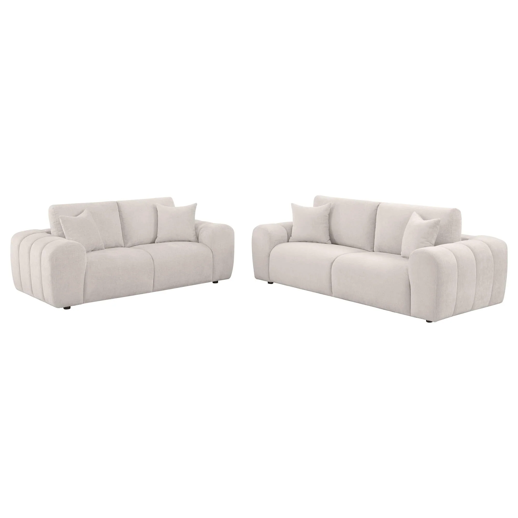 Burnett 2-piece Chenille Upholstered Sofa Set Ivory - Image 1