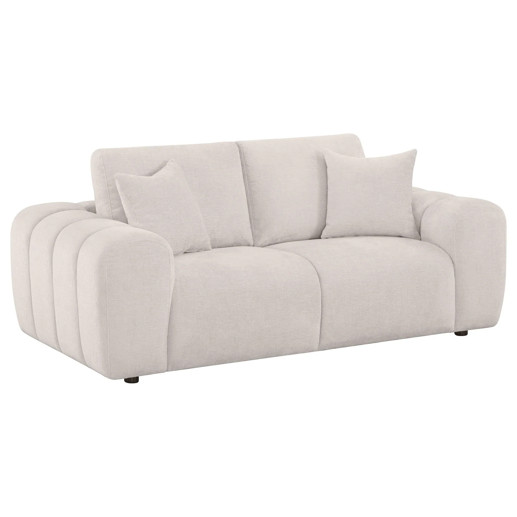 Burnett Chenille Upholstered Wide Arm Loveseat Ivory - Image 1