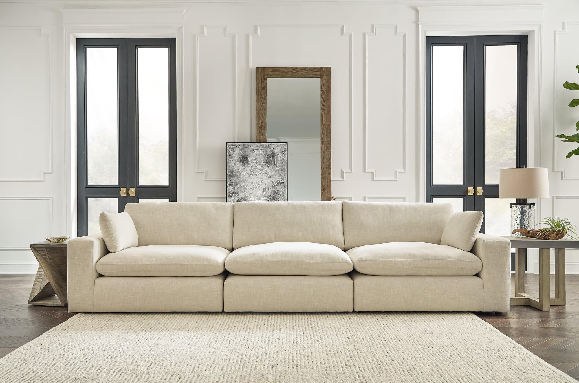 Elyza Linen Chenille 3-Piece Sectional Sofa - Image 1