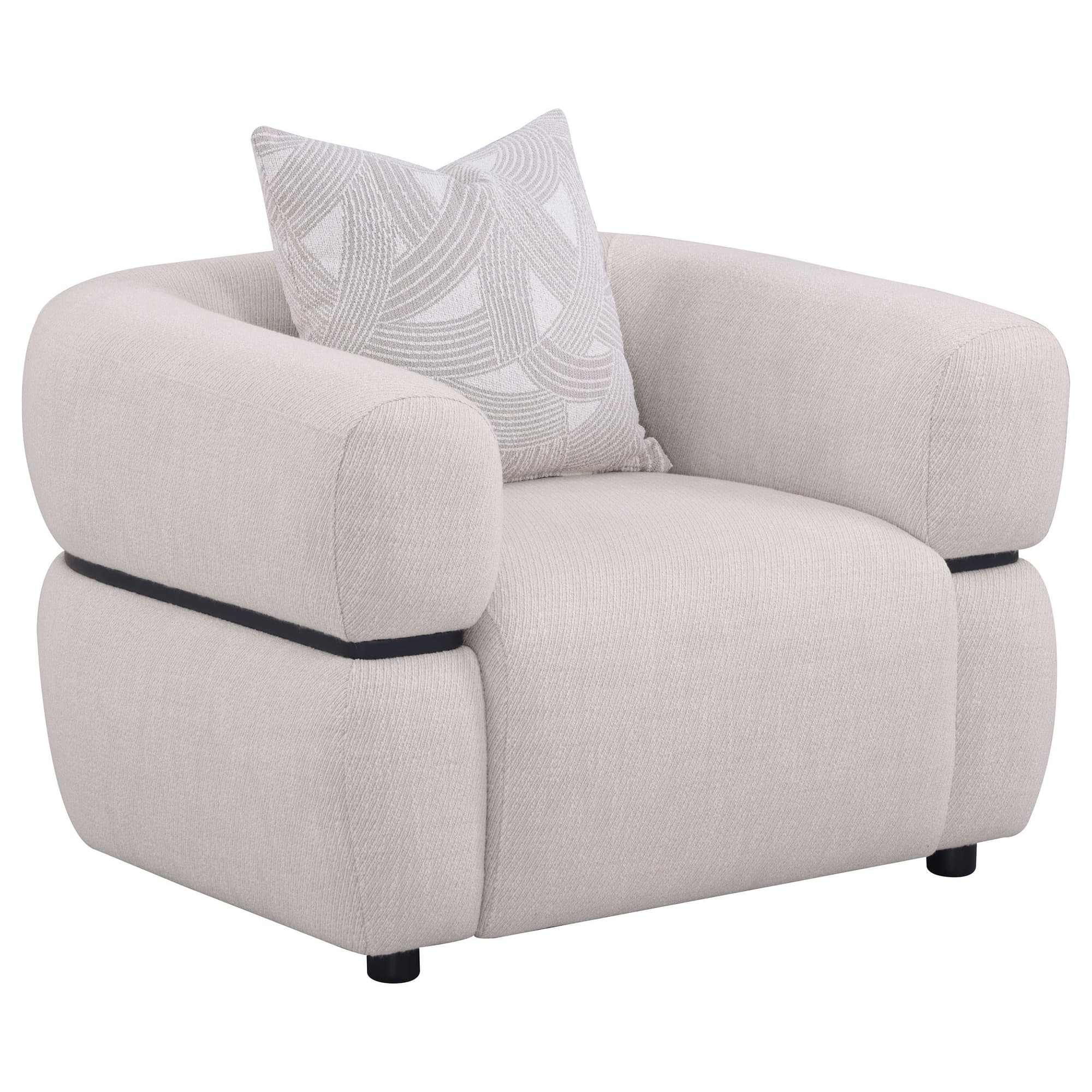 Jeanette Fabric Upholstered Round Arm Accent Chair Beige - Image 1