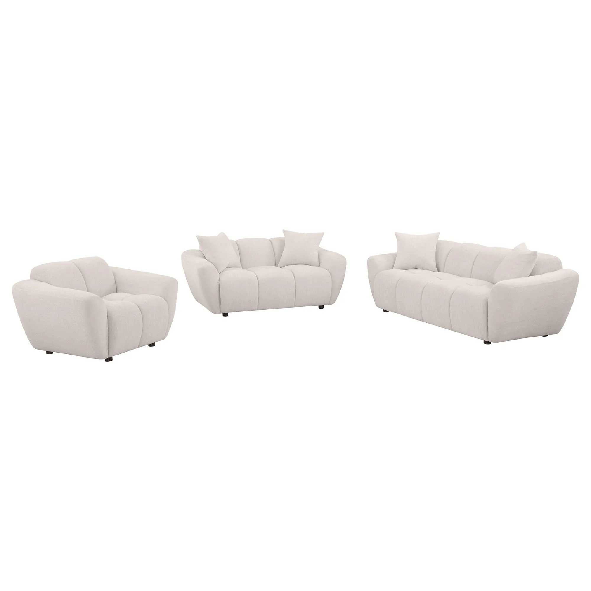 Destino 3-piece Chenille Splayed Arm Sofa Set Greige - Image 1