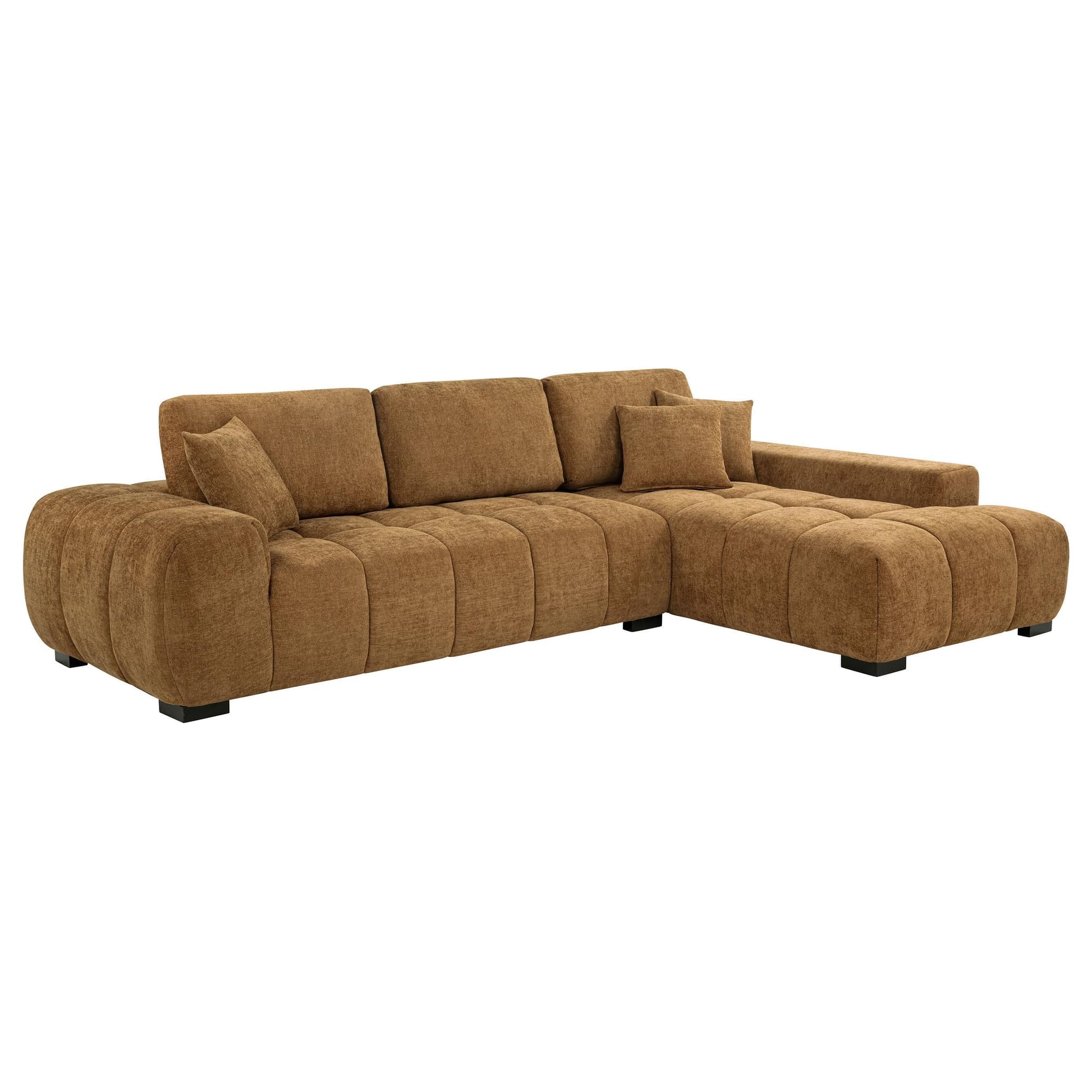 Octavia Fabric Upholstered Sectional Chaise Sofa Amber - Image 1