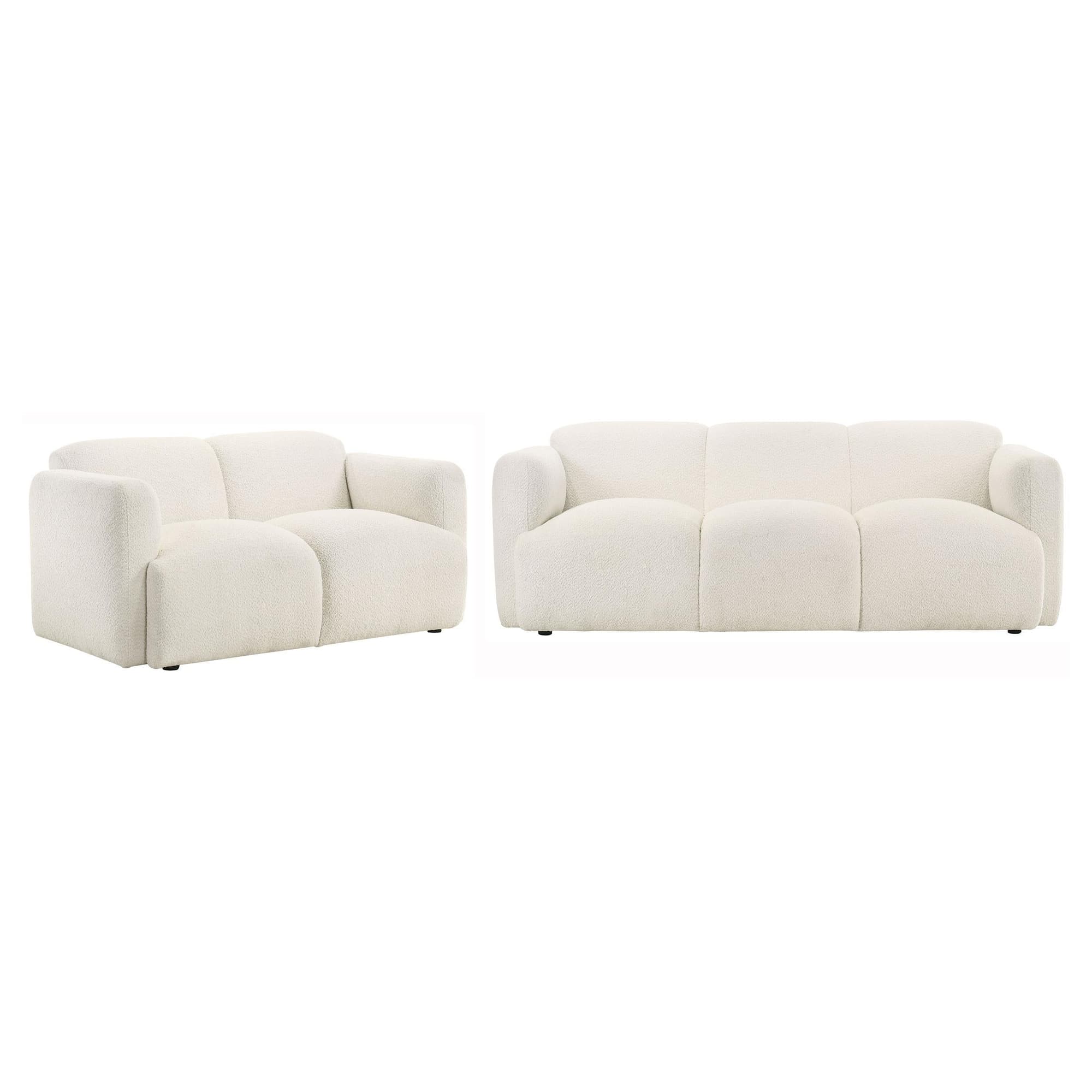 Dorset 2-piece Upholstered Round Track Arm Sofa Set White - Image 1