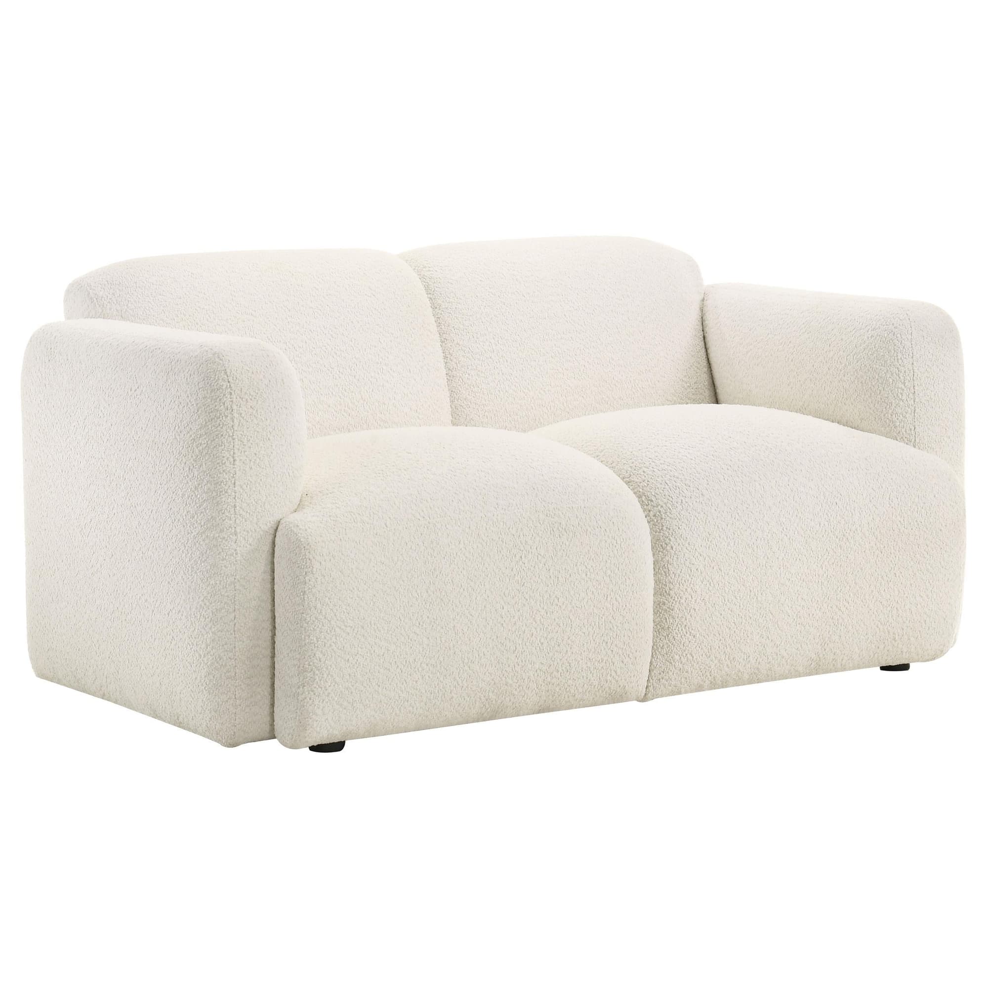 Dorset Fabric Upholstered Round Track Arm Loveseat White - Image 1