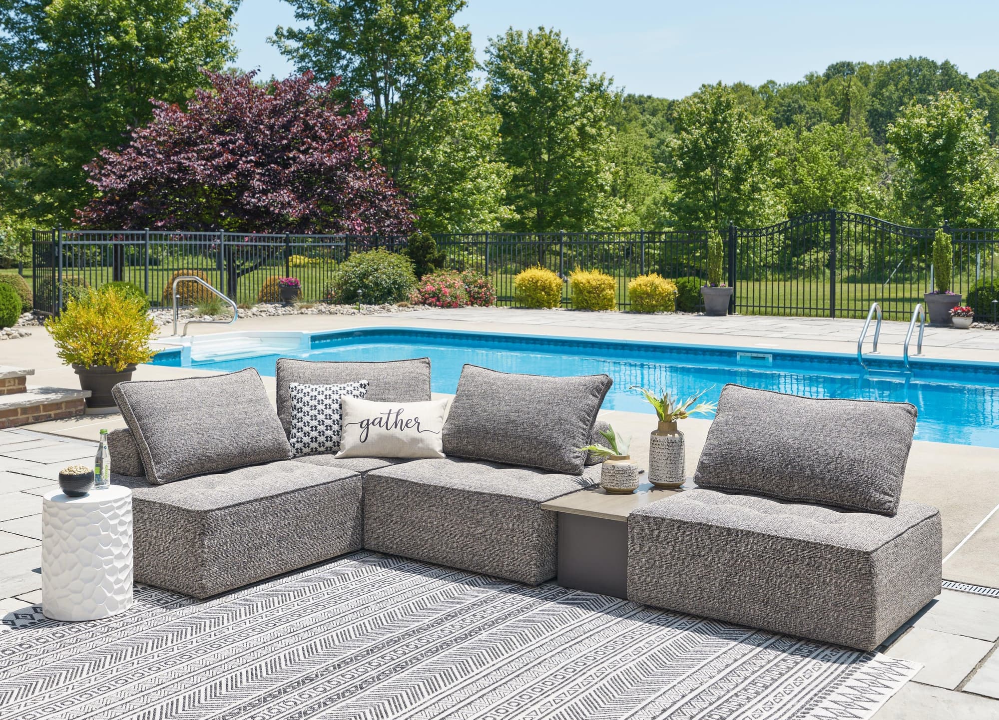 Bree Zee Brown 5-Piece Outdoor Sectional - Image 1