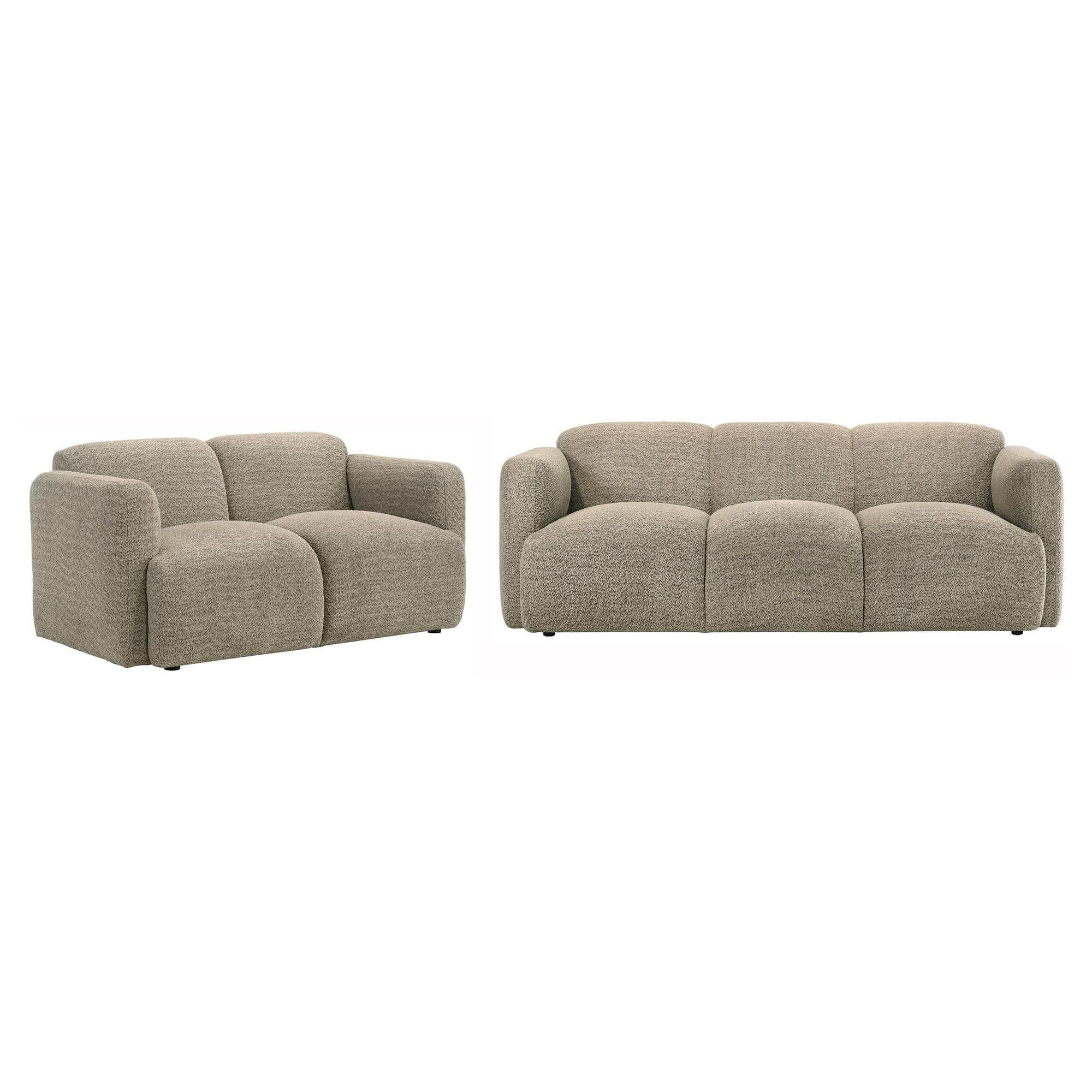 Dorset 2-piece Upholstered Round Track Arm Sofa Set Brown - Image 1