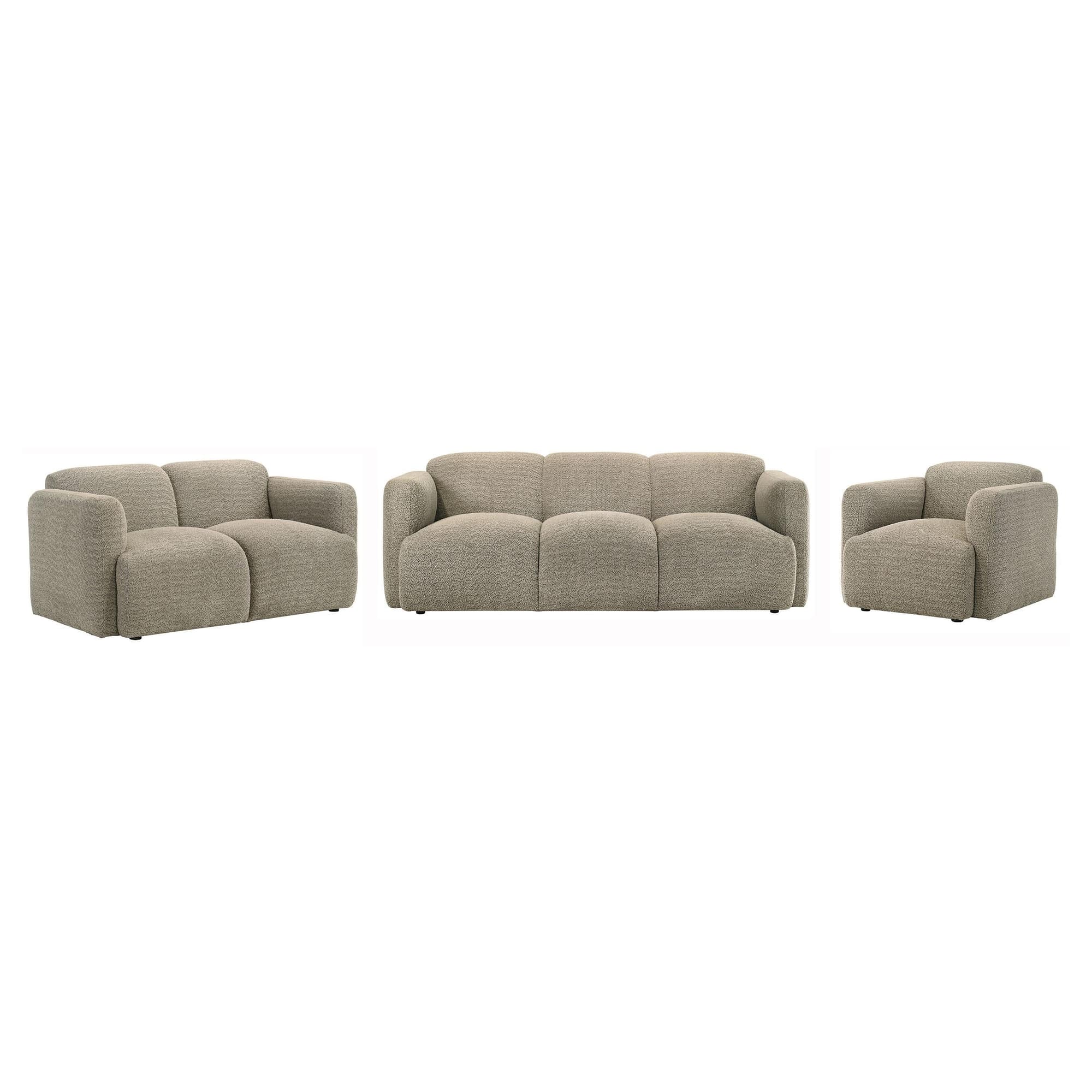 Dorset 3-piece Upholstered Round Track Arm Sofa Set Brown - Image 1