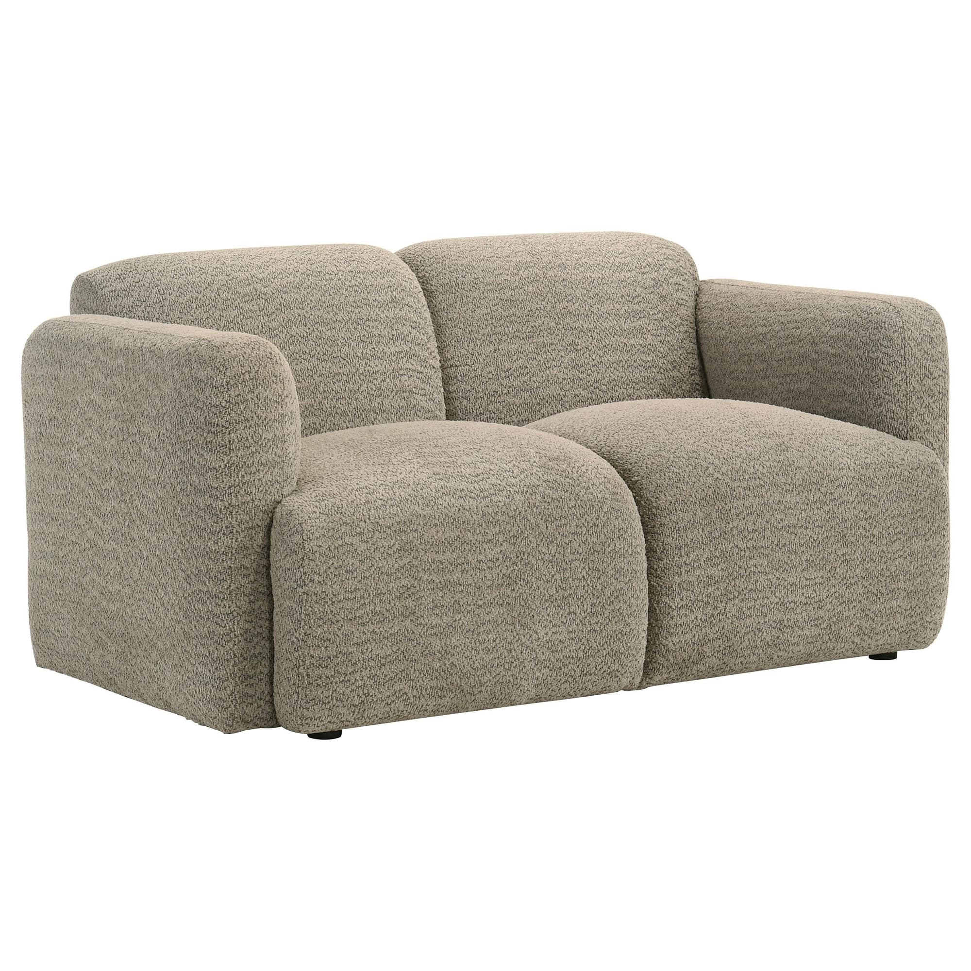 Dorset Fabric Upholstered Round Track Arm Loveseat Brown - Image 1