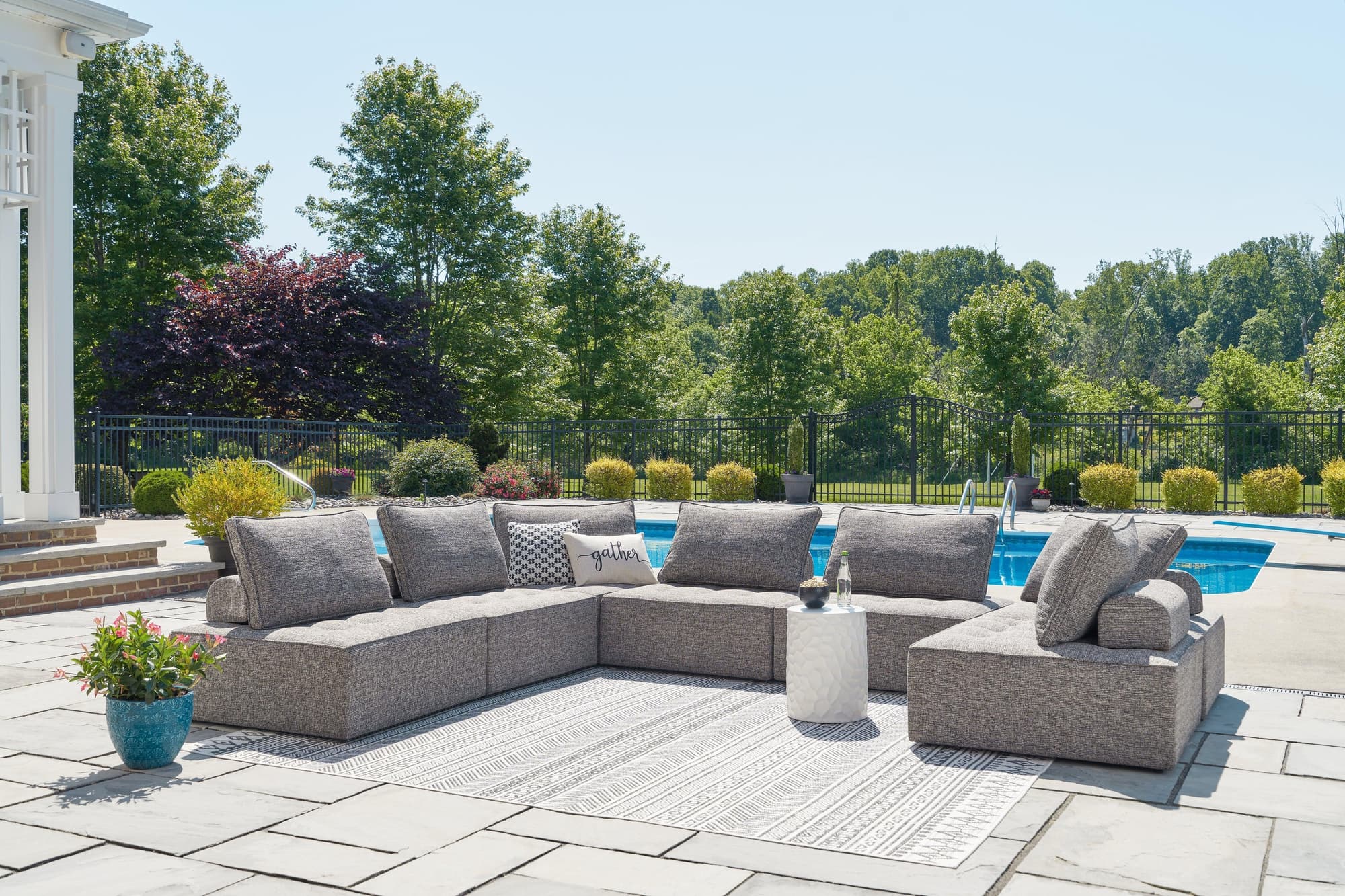 Bree Zee Brown 7-Piece Outdoor Sectional - Image 1