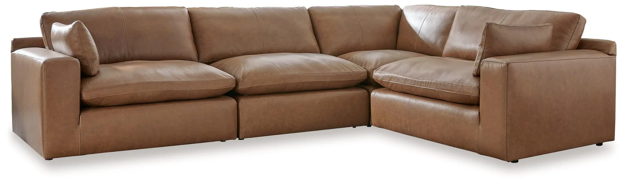 Emilia Caramel Leather 4-Piece Sectional - Image 1