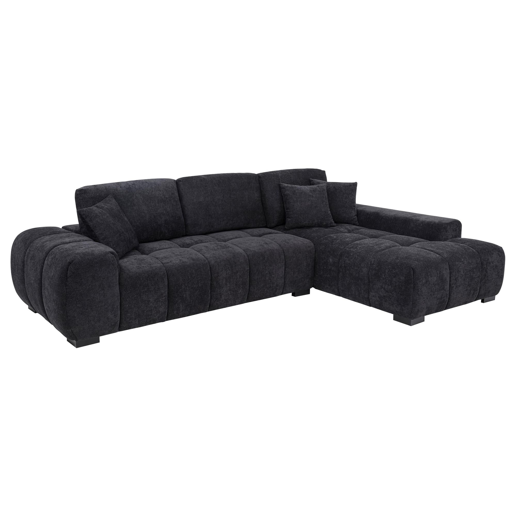 Octavia Fabric Upholstered Track Arm Sectional Sofa Black - Image 1