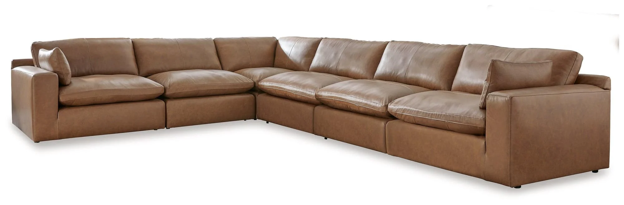 Emilia Caramel Leather 6-Piece Sectional - Image 1