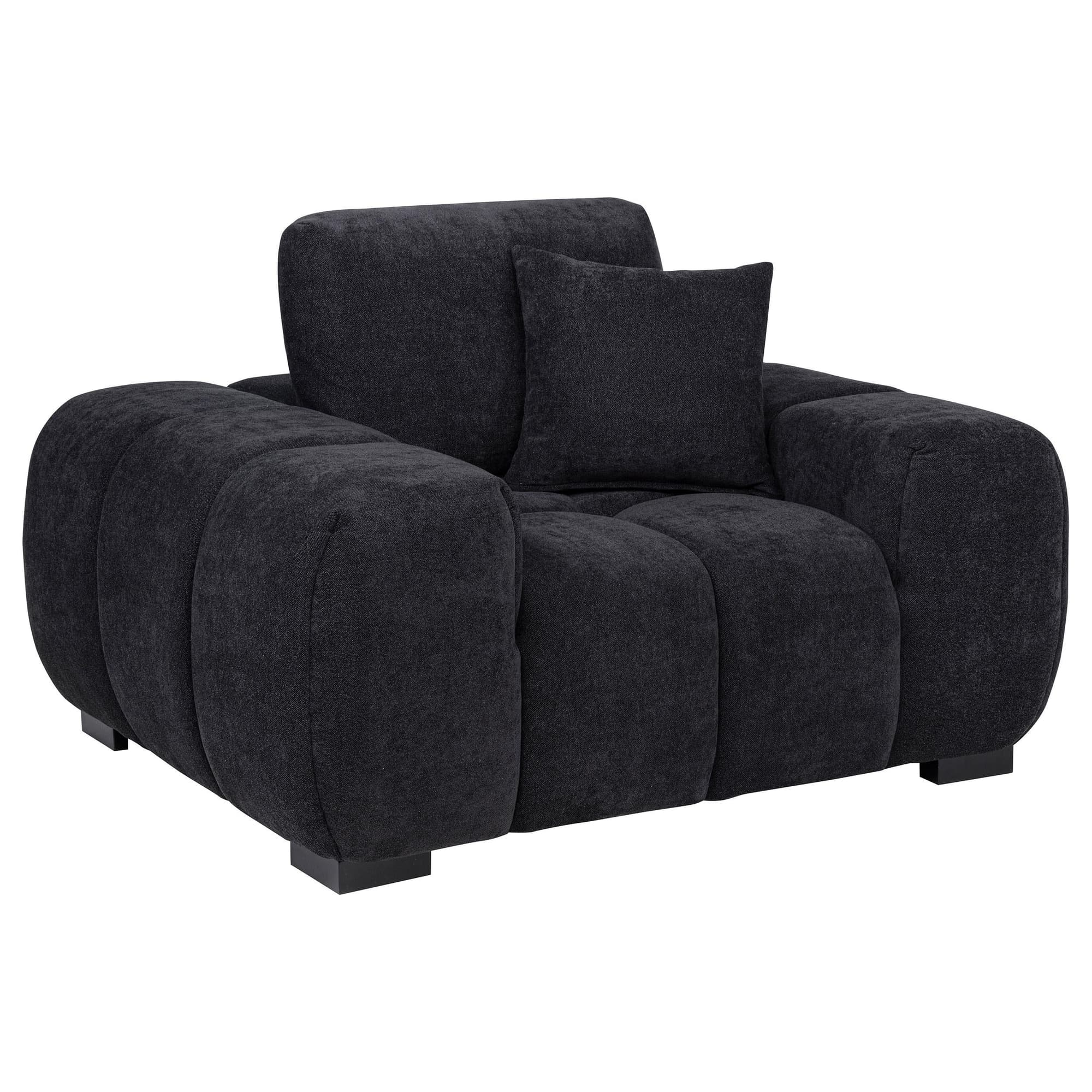Octavia Fabric Upholstered Track Arm Accent Chair Black - Image 1