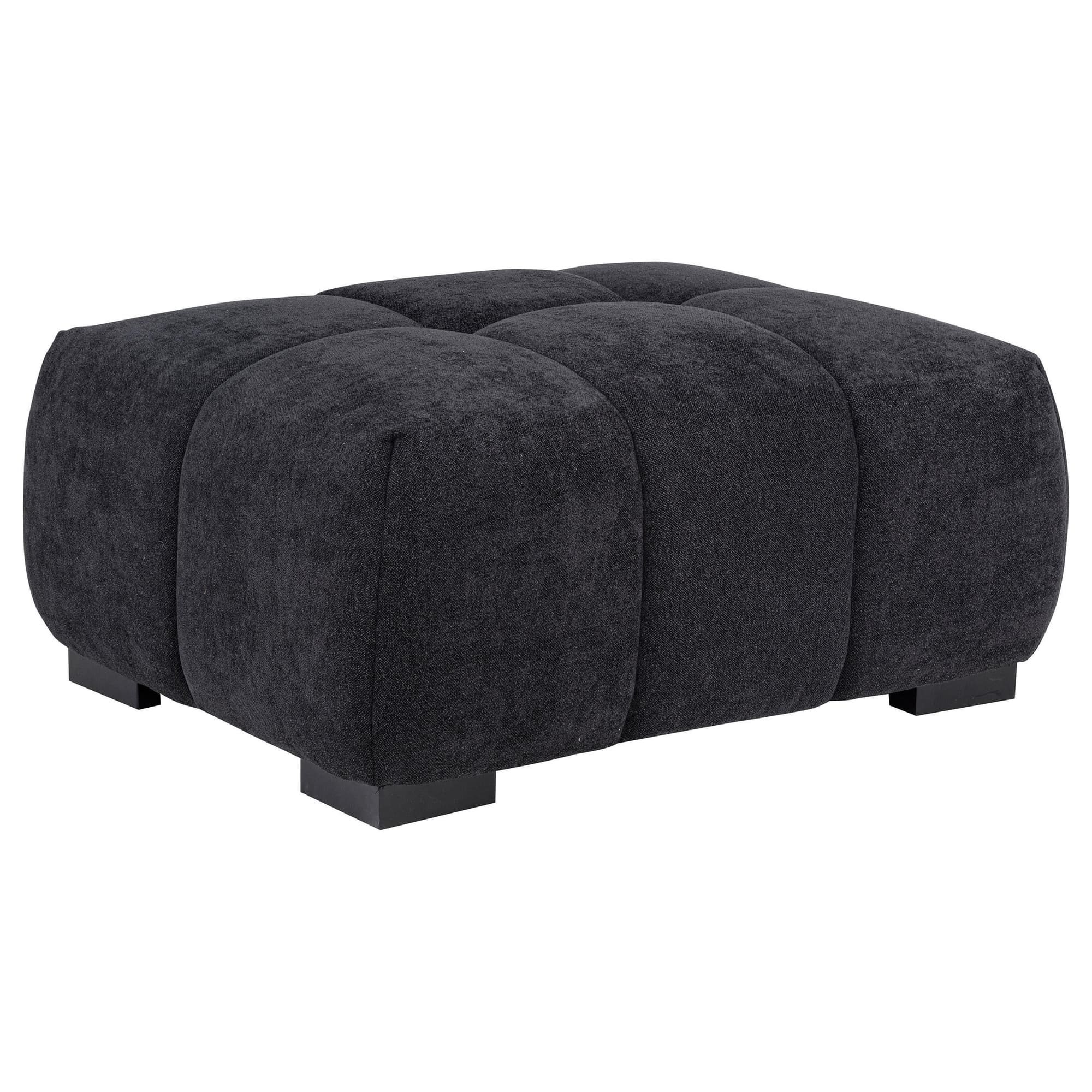 Octavia Fabric Rectangular Upholstered Ottoman Black - Image 1