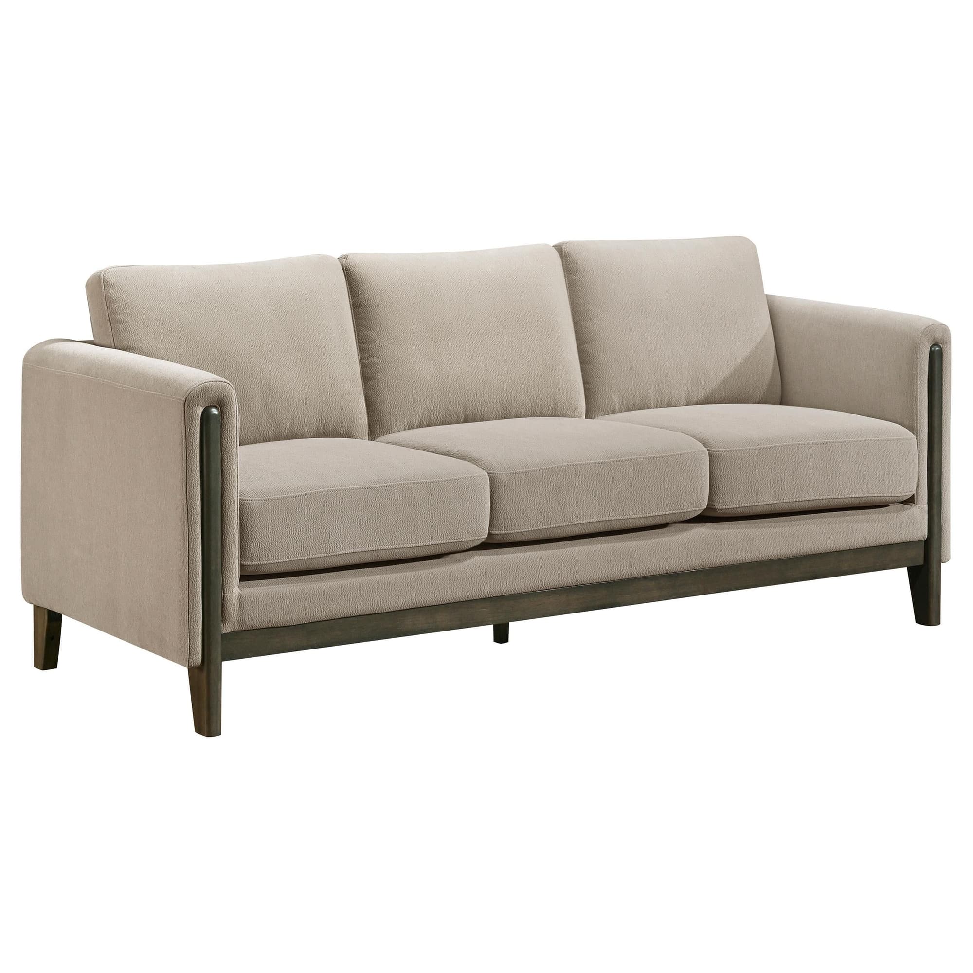 Islington Fabric Upholstered Panel Arm Sofa Taupe - Image 1