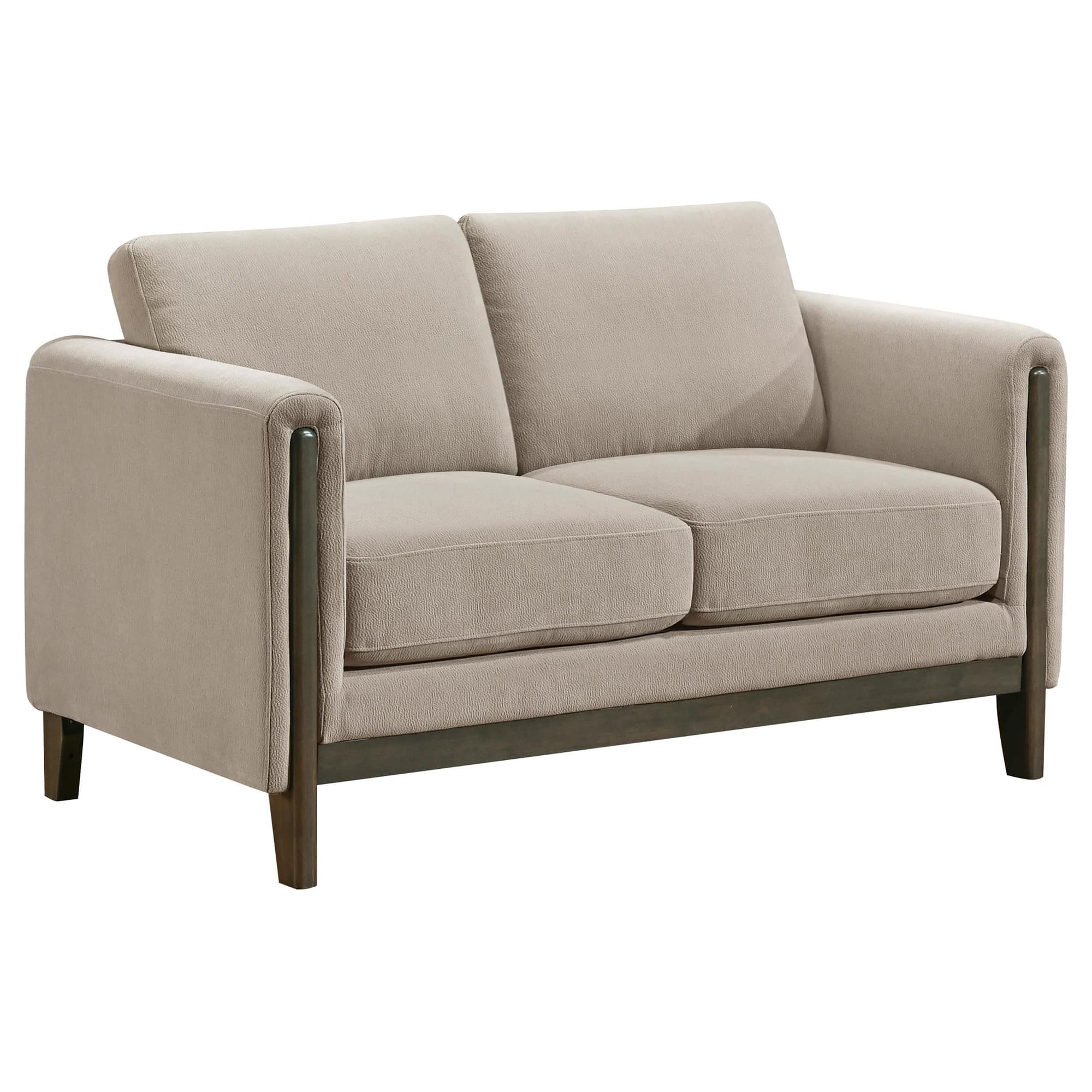 Islington Fabric Upholstered Panel Arm Loveseat Taupe - Image 1