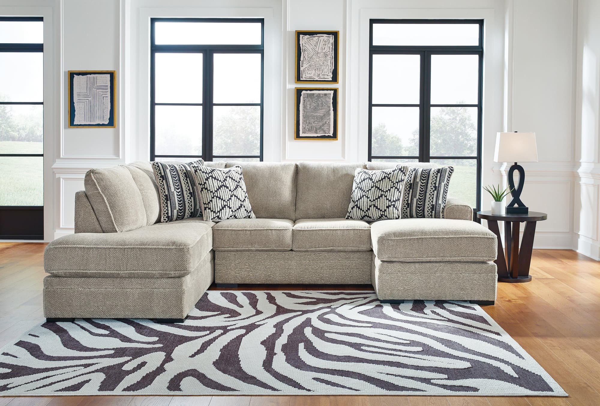 Calnita Sisal Velvet 2-Piece Sectional With Chaise - Image 1