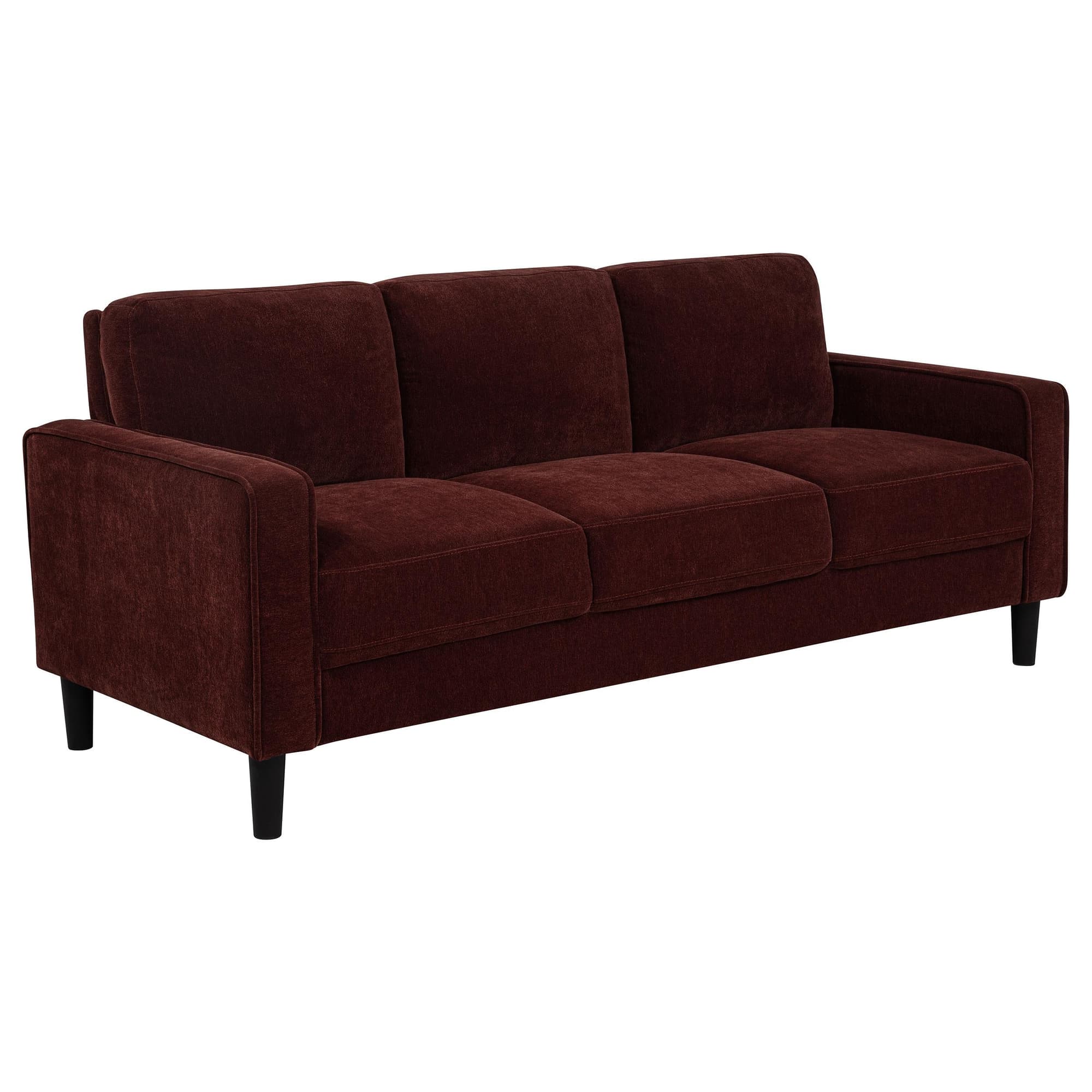 Ruth 77-inch Fabric Upholstered Track Arm Sofa Rust Red - Image 1